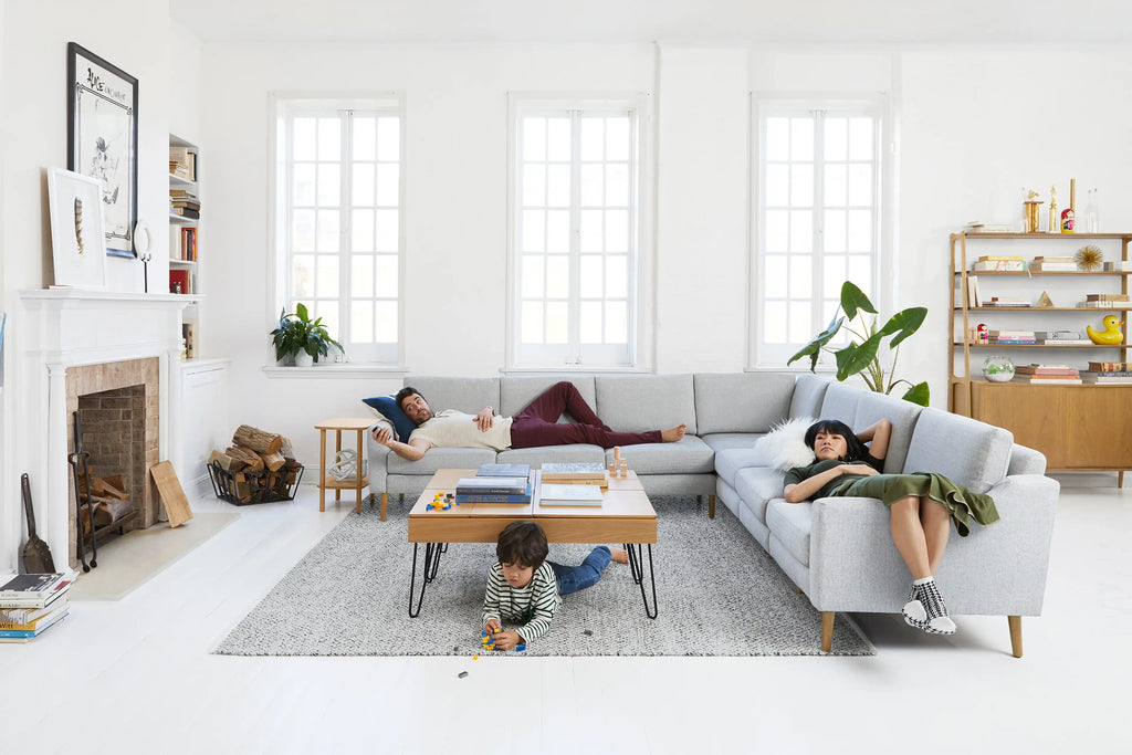 a woman in the living room of her home