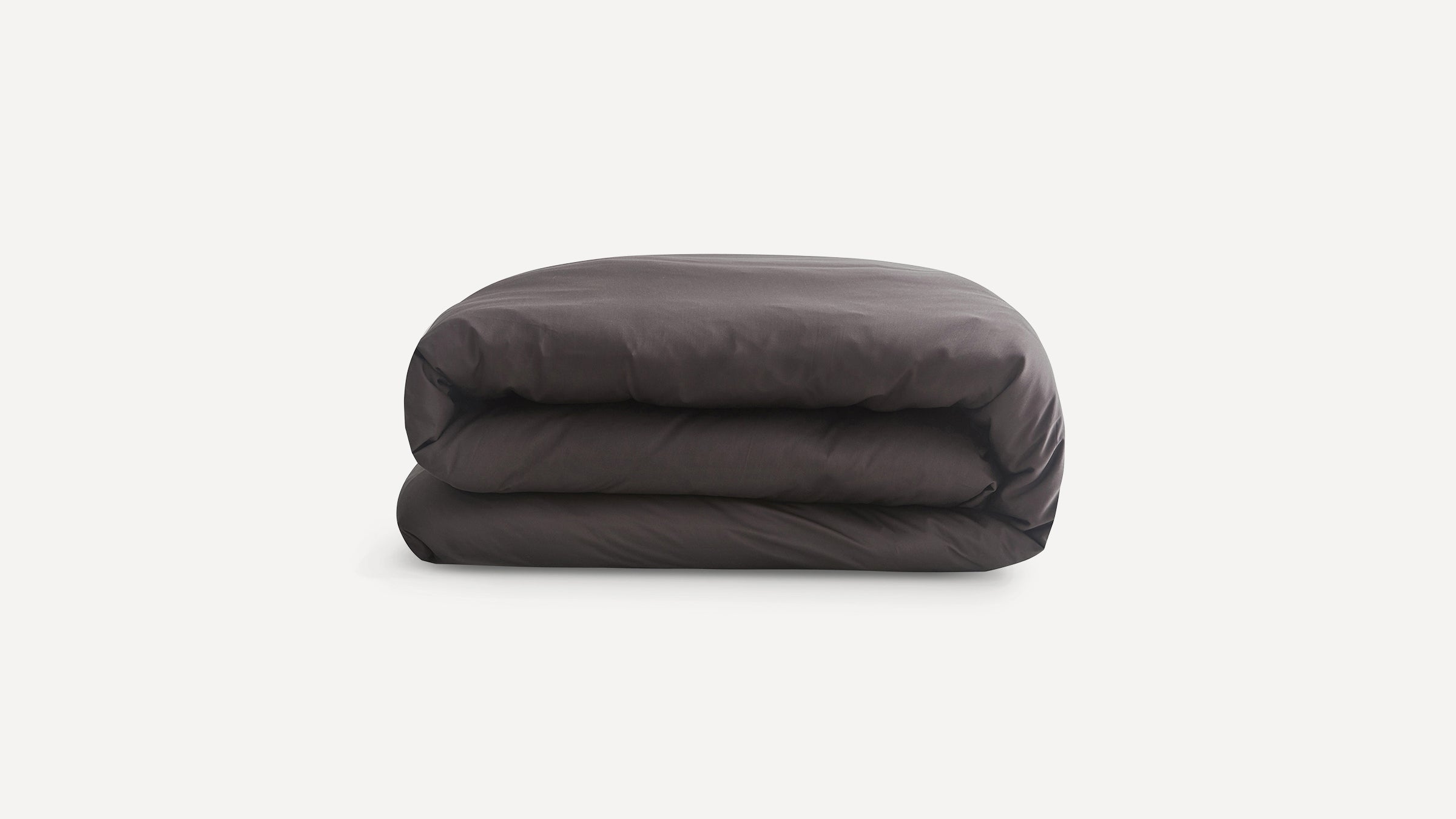 Folded dark gray duvet cover displayed against a plain white background.