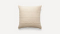 a beige pillow with a striped design on the front