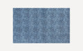 Rectangular blue textured rug with subtle pattern and a soft, plush surface, displayed on a plain white background.