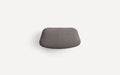 a gray chair with a black cushion on the back
