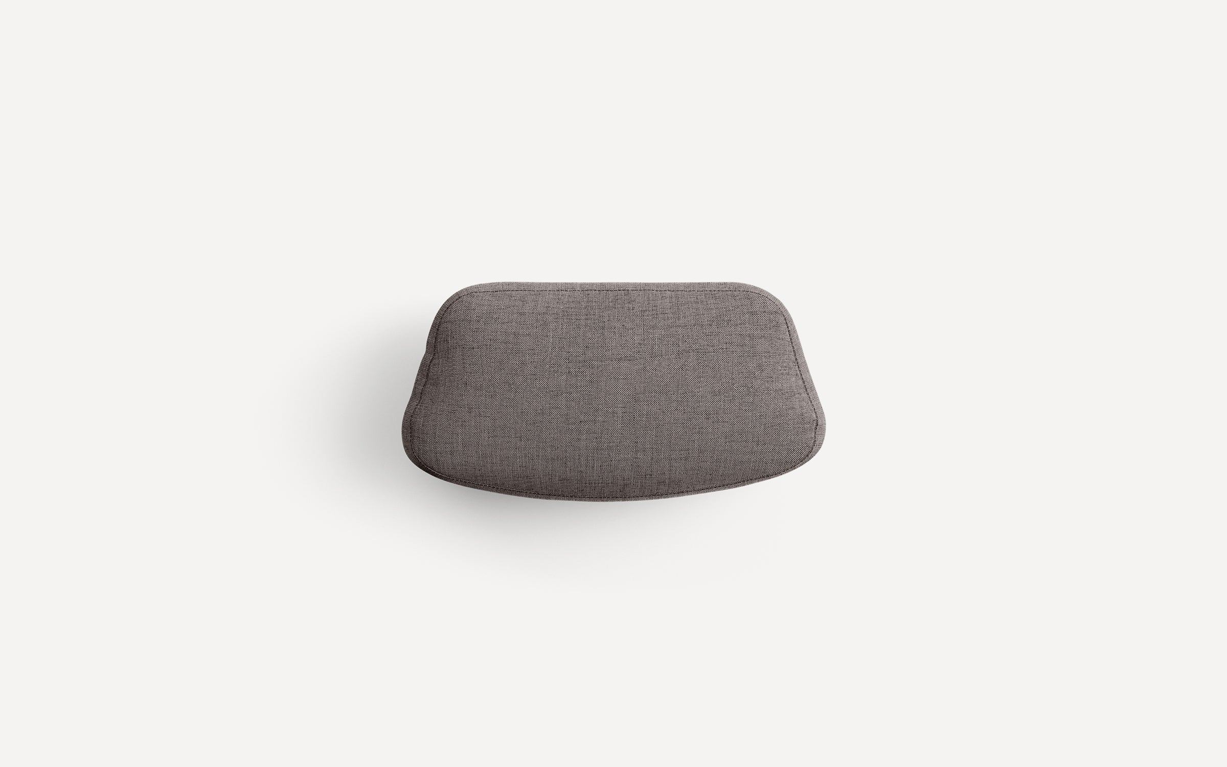 a gray chair with a black cushion on the back