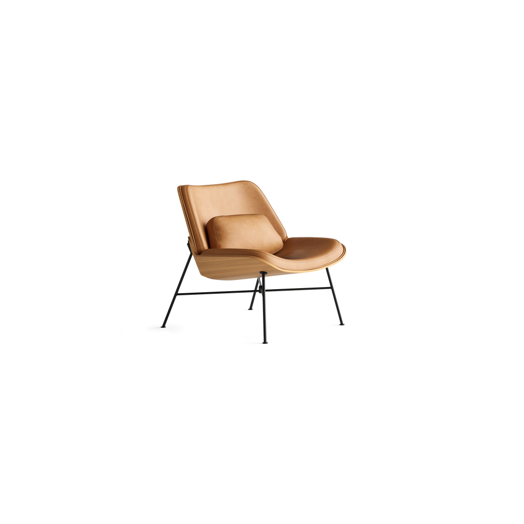 Vesper Leather Lounge Chair - Camel Leather/Oak