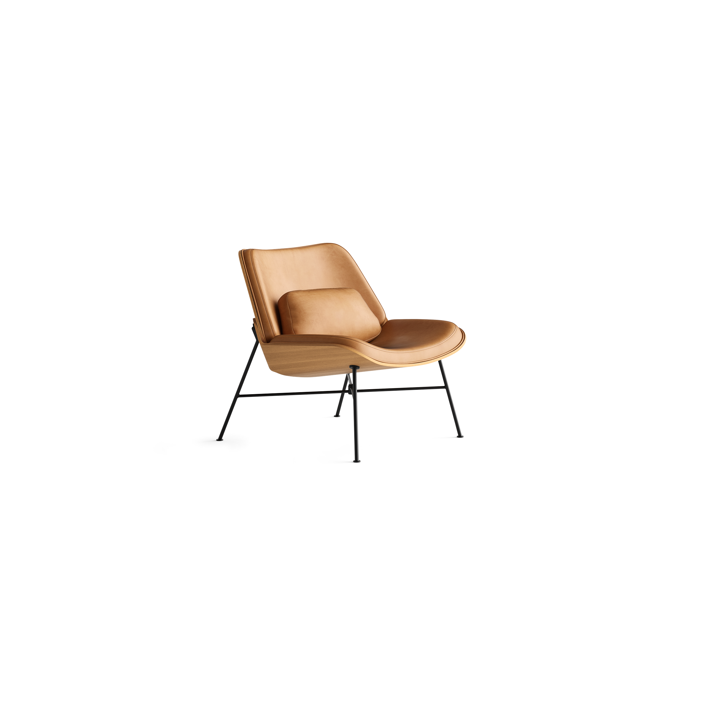 Vesper Leather Lounge Chair - Camel Leather/Oak