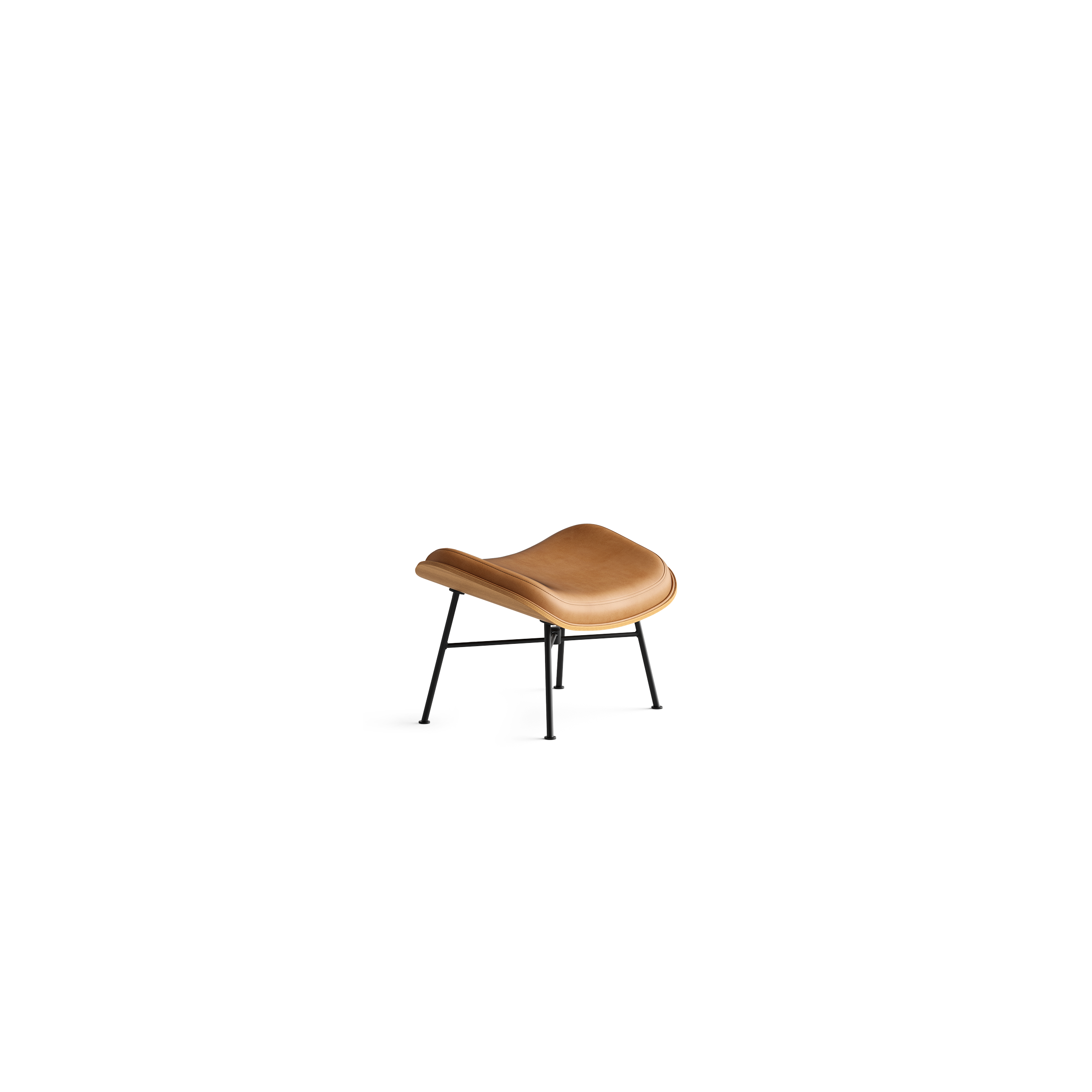 Vesper Leather Ottoman - Camel Leather/Oak