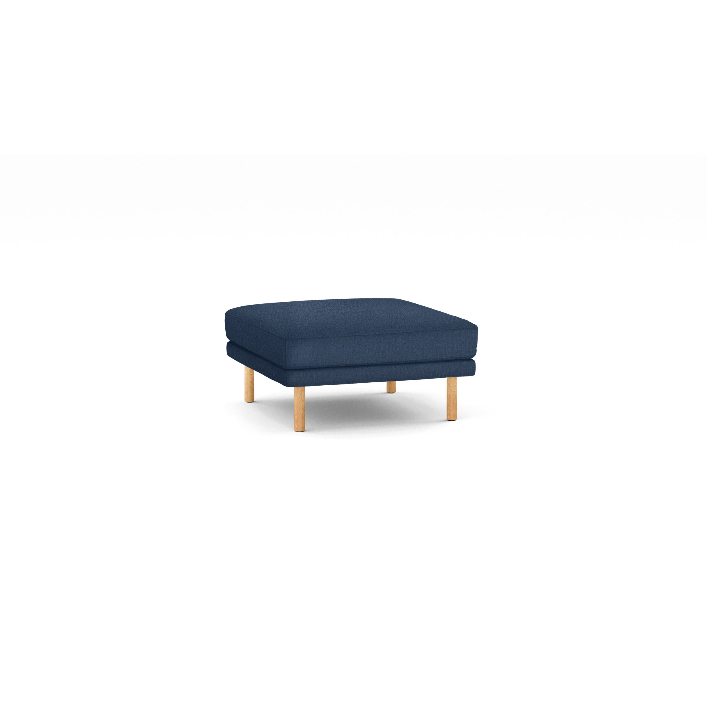 Field Ottoman - Navy Blue - Performance Chenille / Oak - Wood