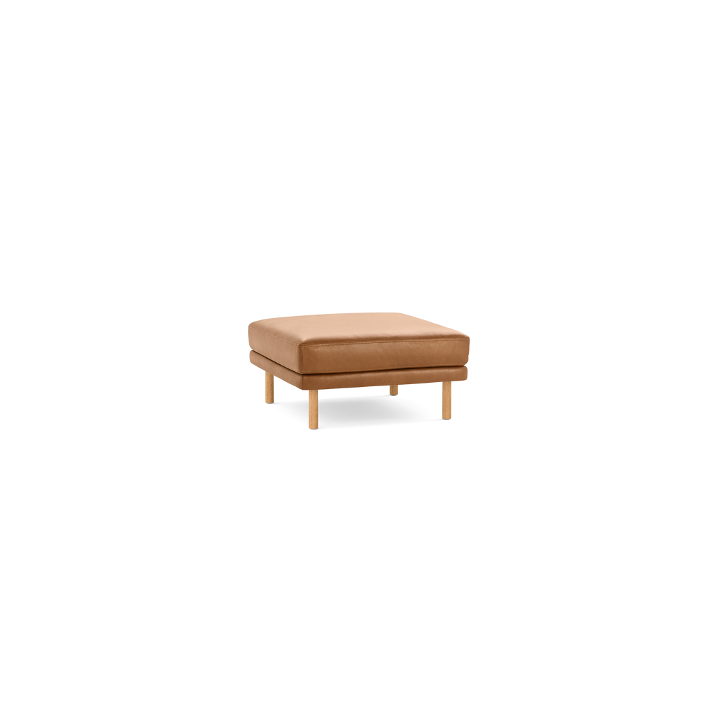 Field Leather Ottoman - Camel - Top Grain Leather / Oak - Wood