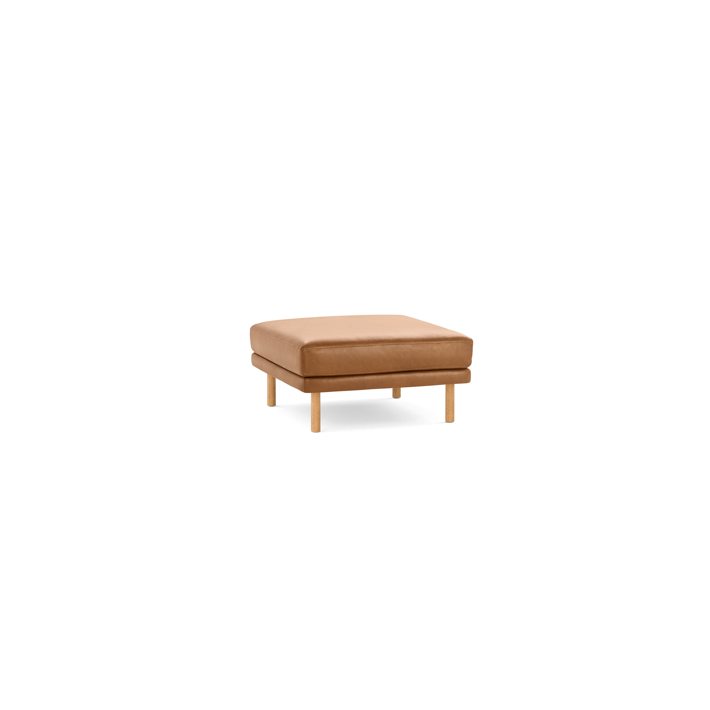 Field Leather Ottoman - Camel - Top Grain Leather / Oak - Wood