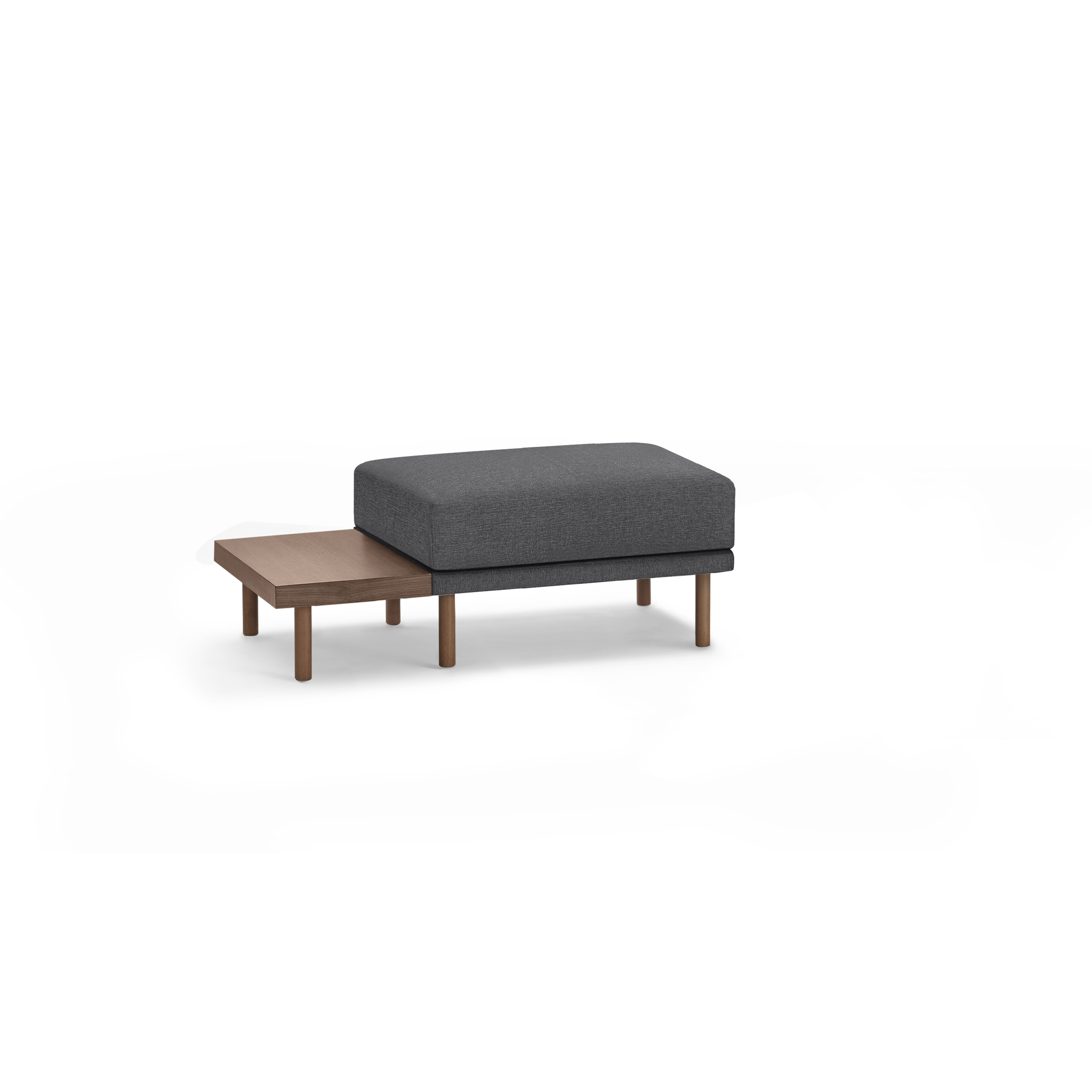 Range Ottoman with Table - Navy Blue - Performance Basketweave / Walnut Legs and Table