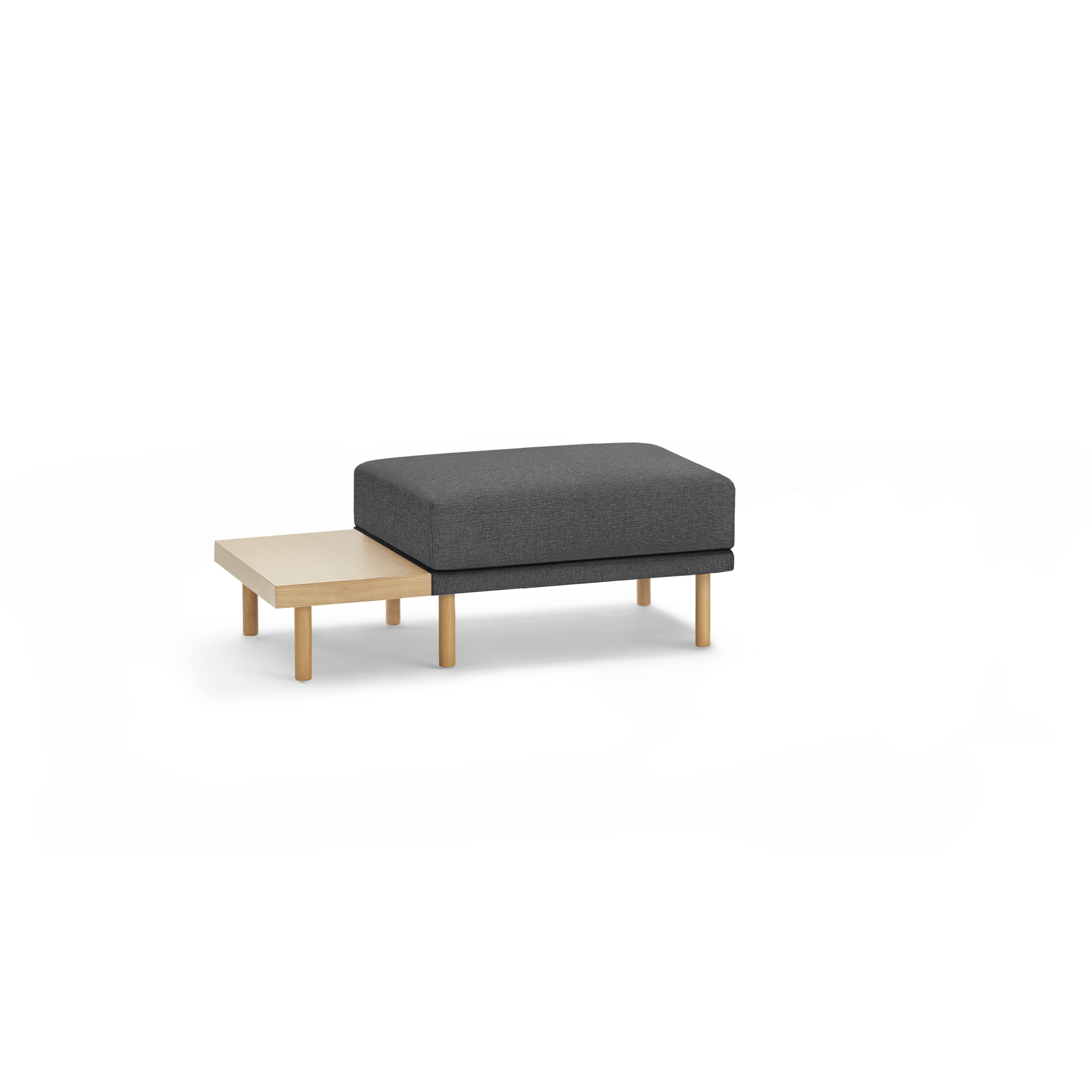 Range Ottoman with Table - Navy Blue - Performance Basketweave / Oak Legs and Table
