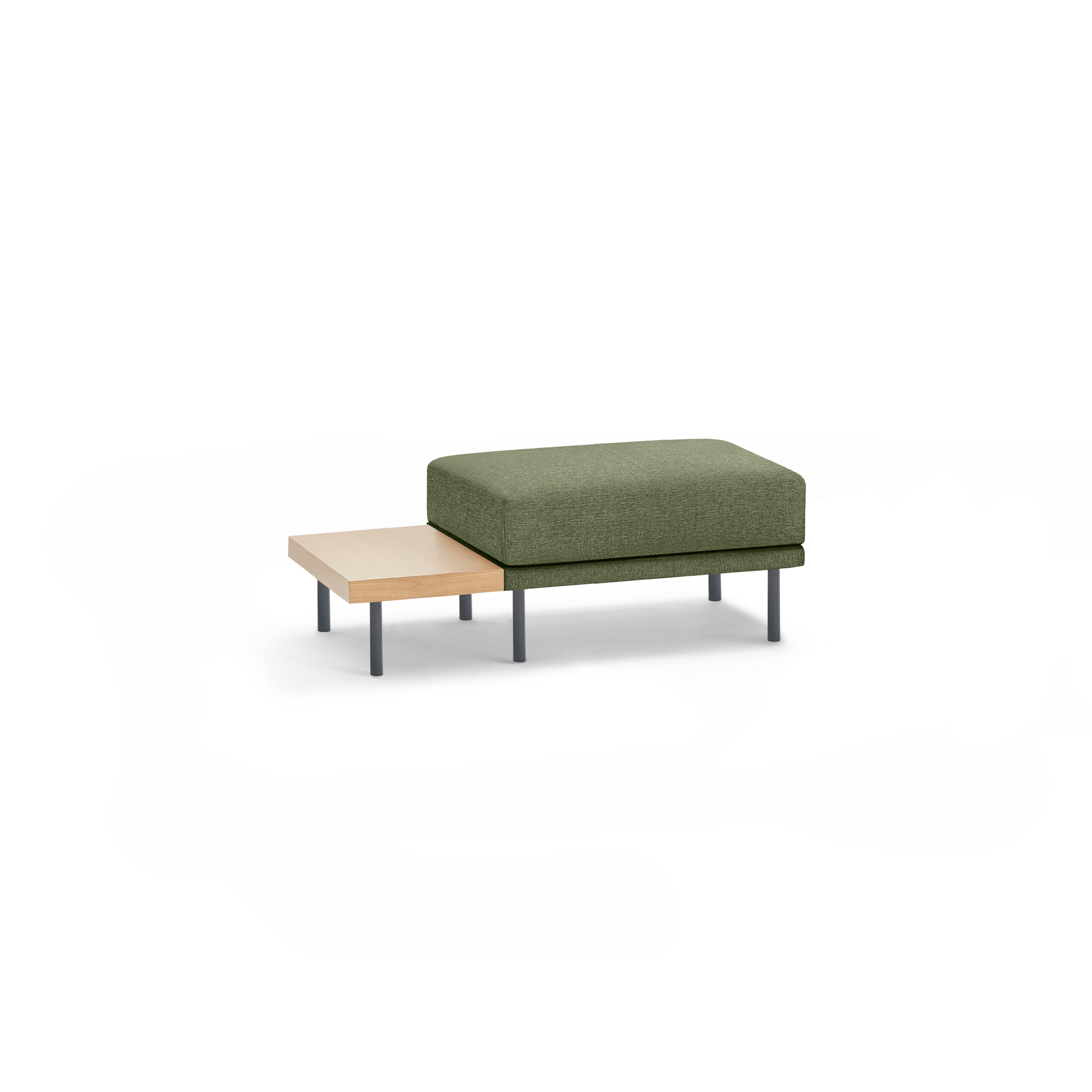 Range Ottoman with Table - Ocean - Performance Velvet / Black Metal Legs - Oak Table