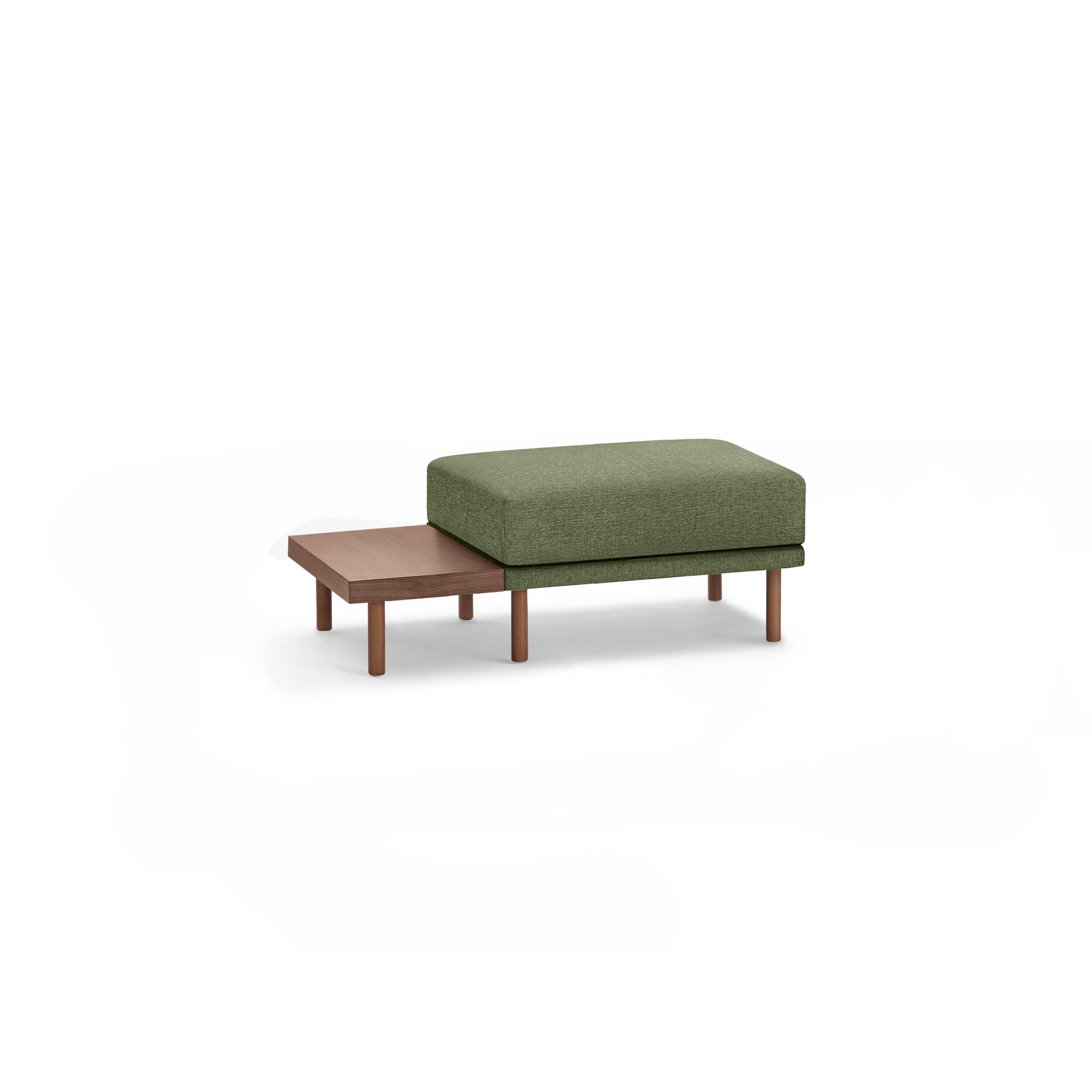 Range Ottoman with Table - Ocean - Performance Velvet / Walnut Legs and Table