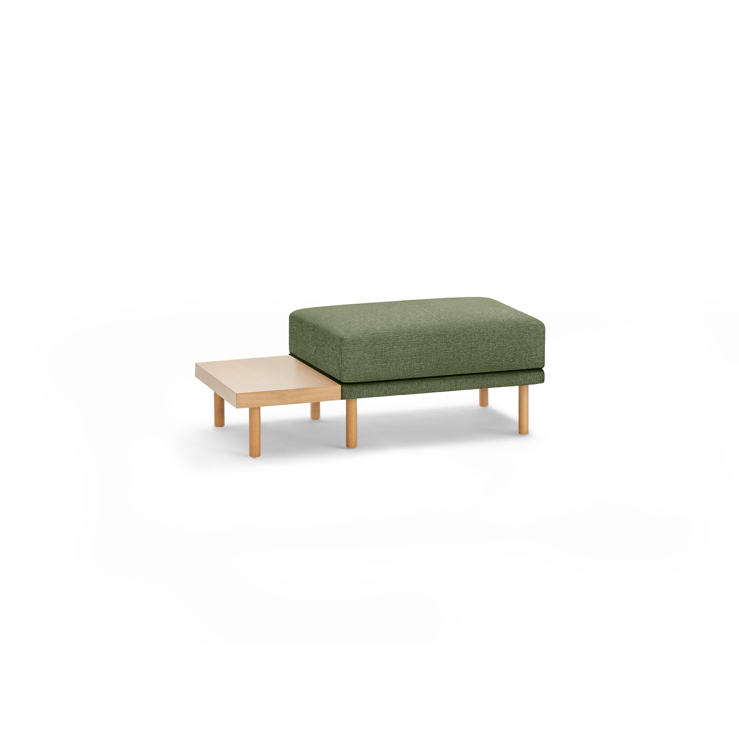 Range Ottoman with Table - Ocean - Performance Velvet / Oak Legs and Table