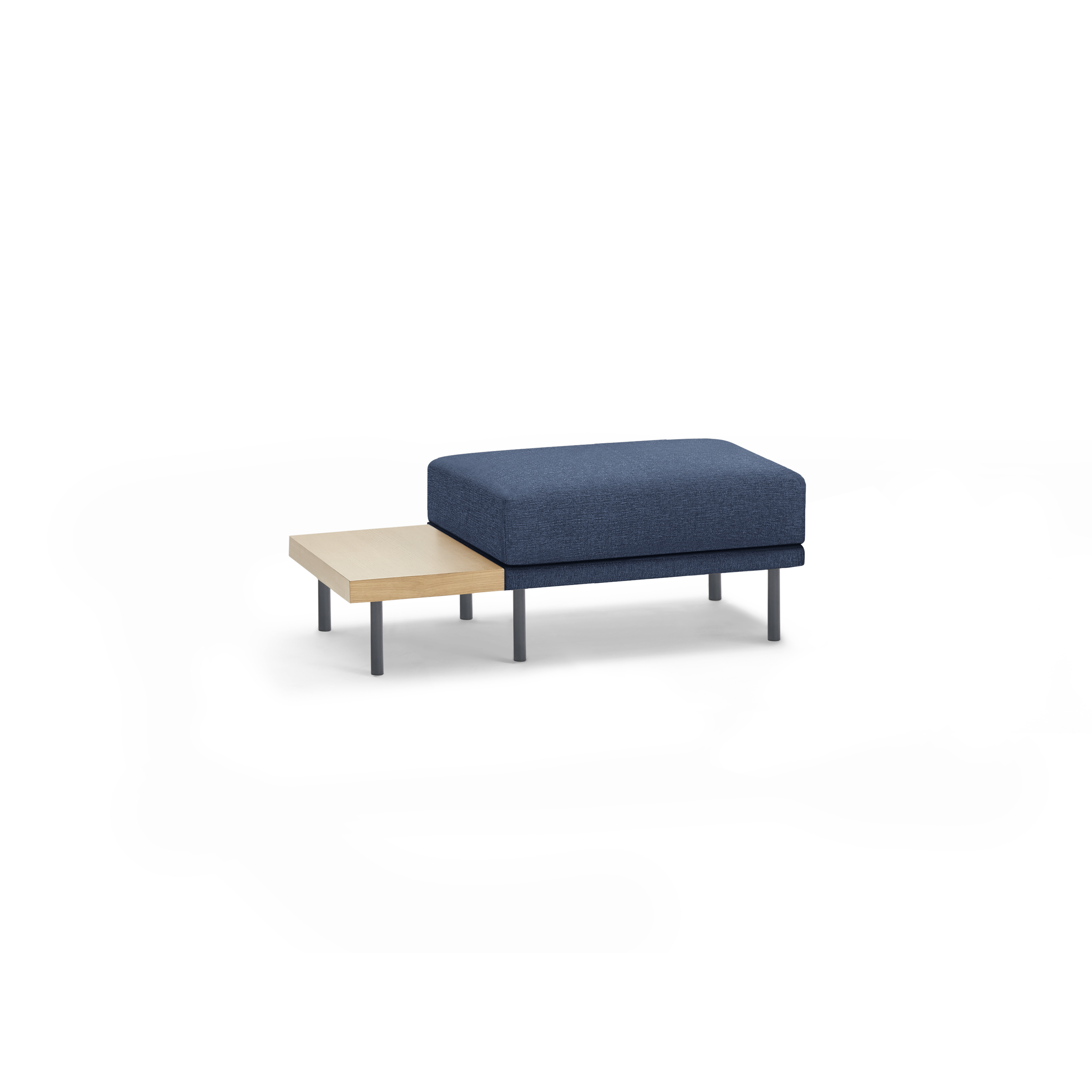 Range Ottoman with Table - Stone Grey - Performance Basketweave / Black Metal Legs - Oak Table