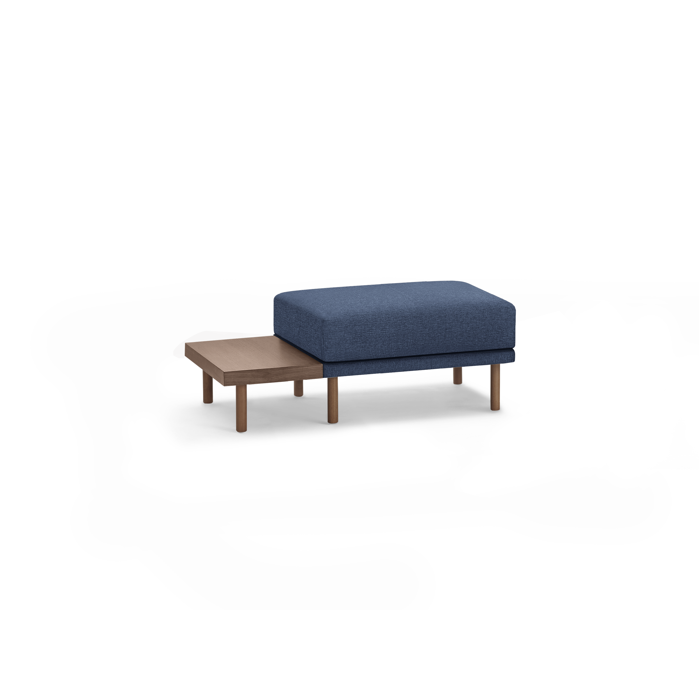 Range Ottoman with Table - Stone Grey - Performance Basketweave / Walnut Legs and Table