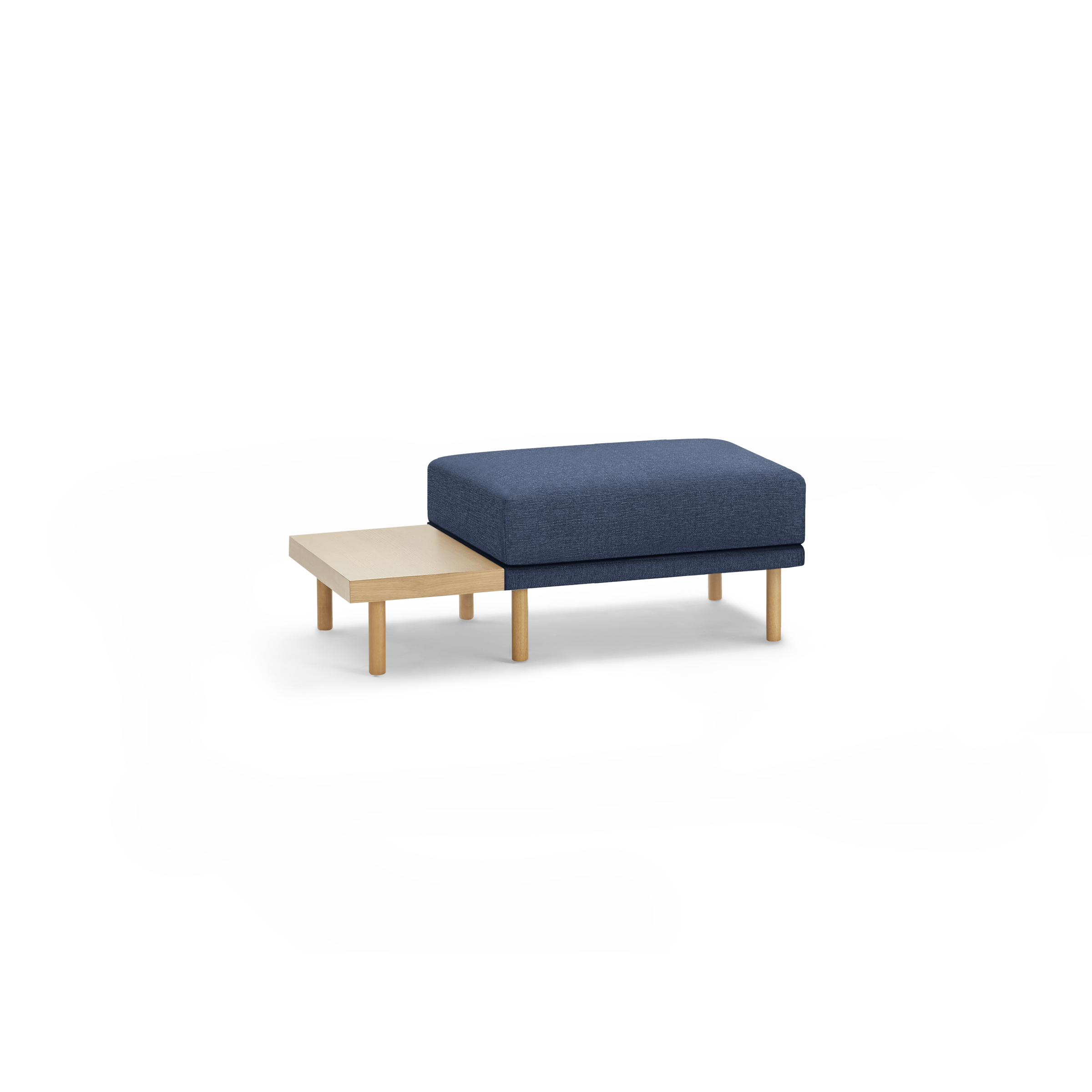 Range Ottoman with Table - Stone Grey - Performance Basketweave / Oak Legs and Table