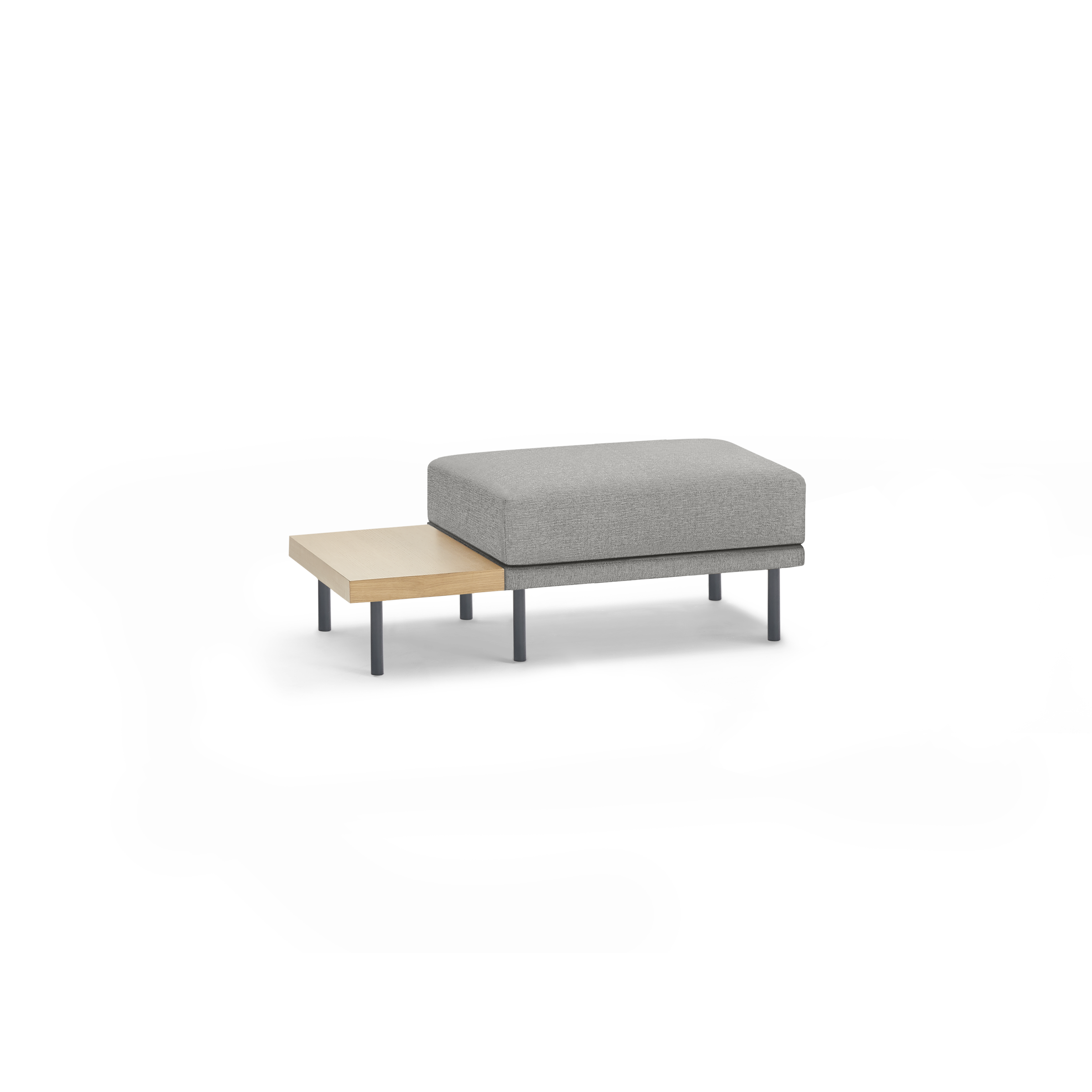 Range Ottoman with Table - Moss Green - Performance Basketweave / Black Metal Legs - Oak Table