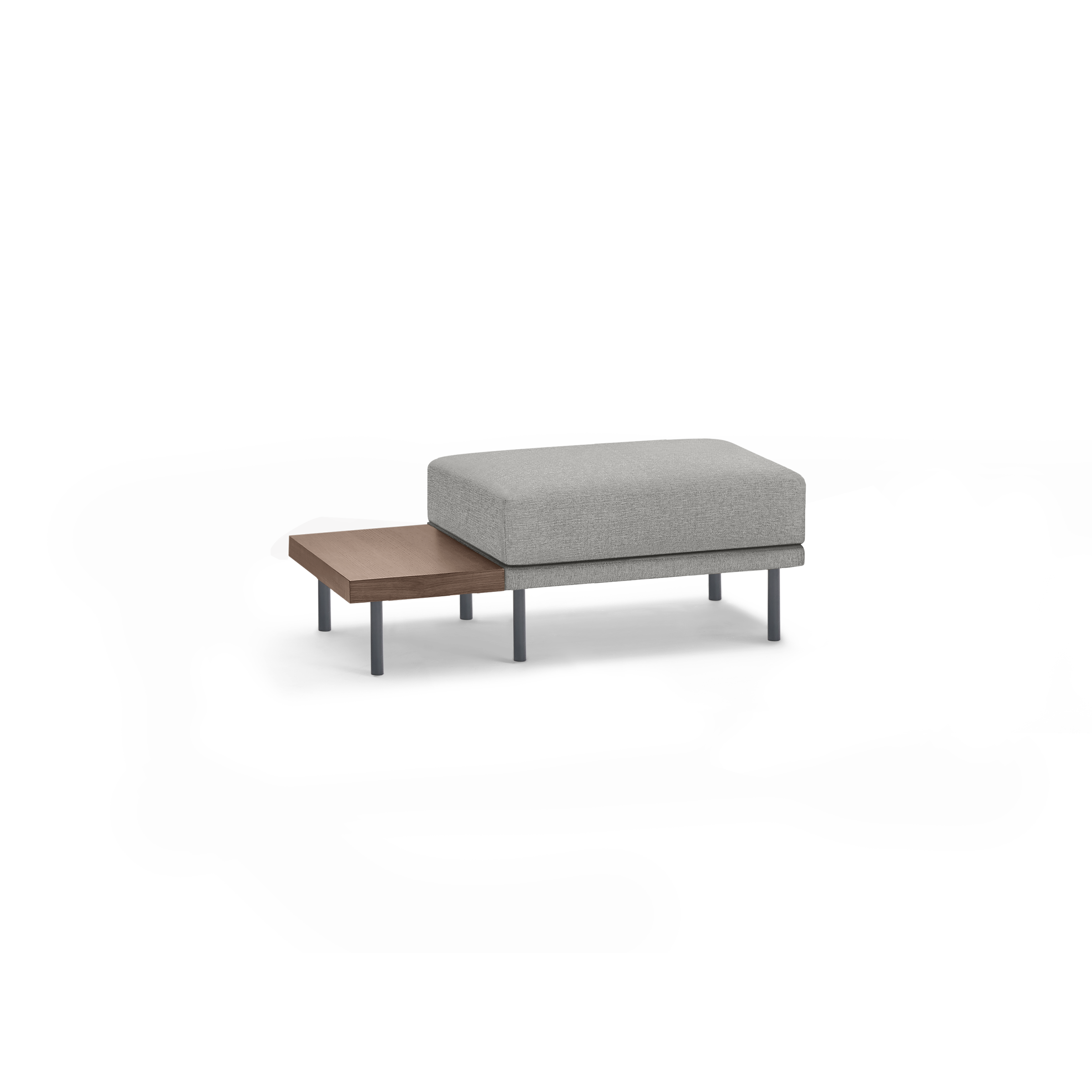 Range Ottoman with Table - Moss Green - Performance Basketweave / Black Metal Legs - Walnut Table