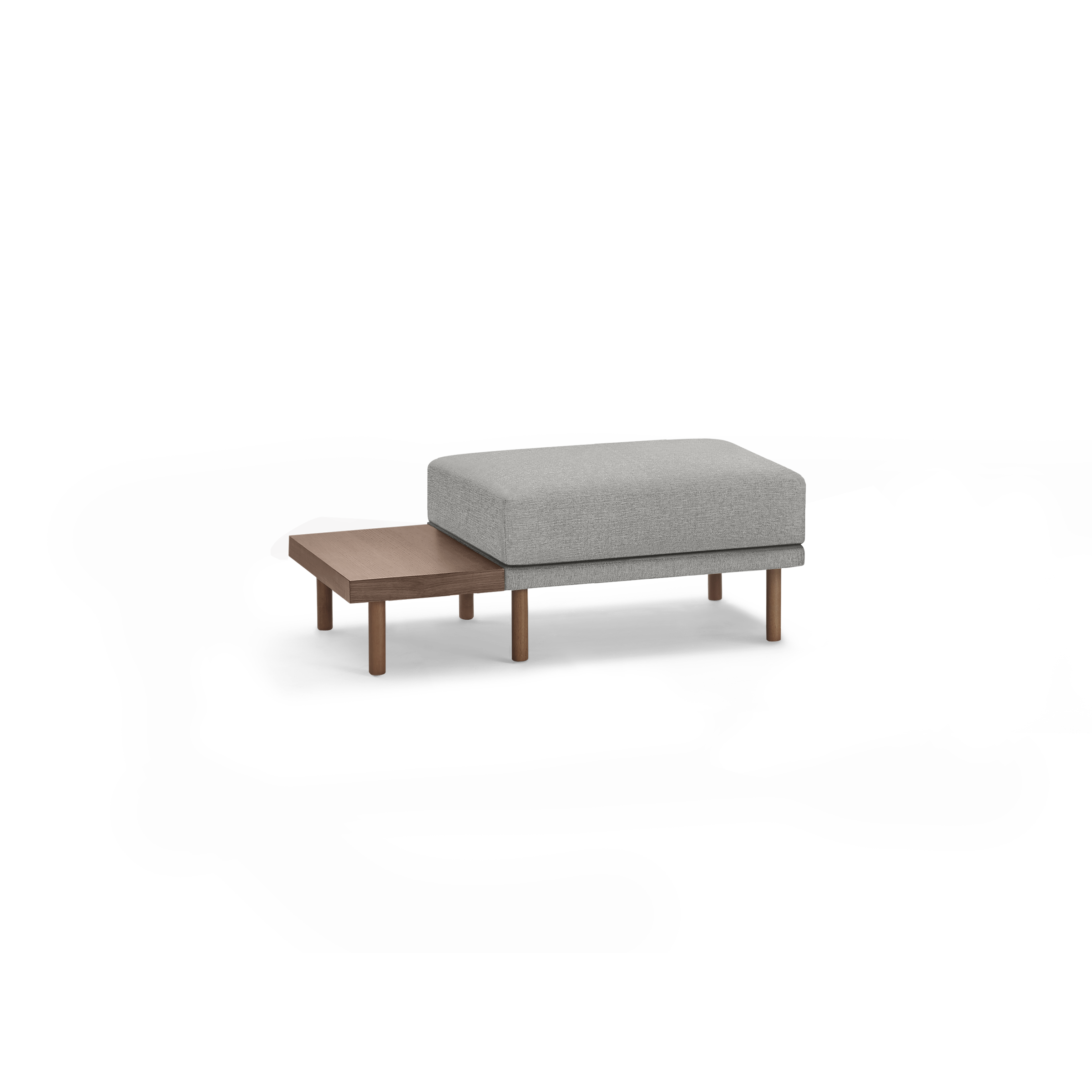 Range Ottoman with Table - Moss Green - Performance Basketweave / Walnut Legs and Table