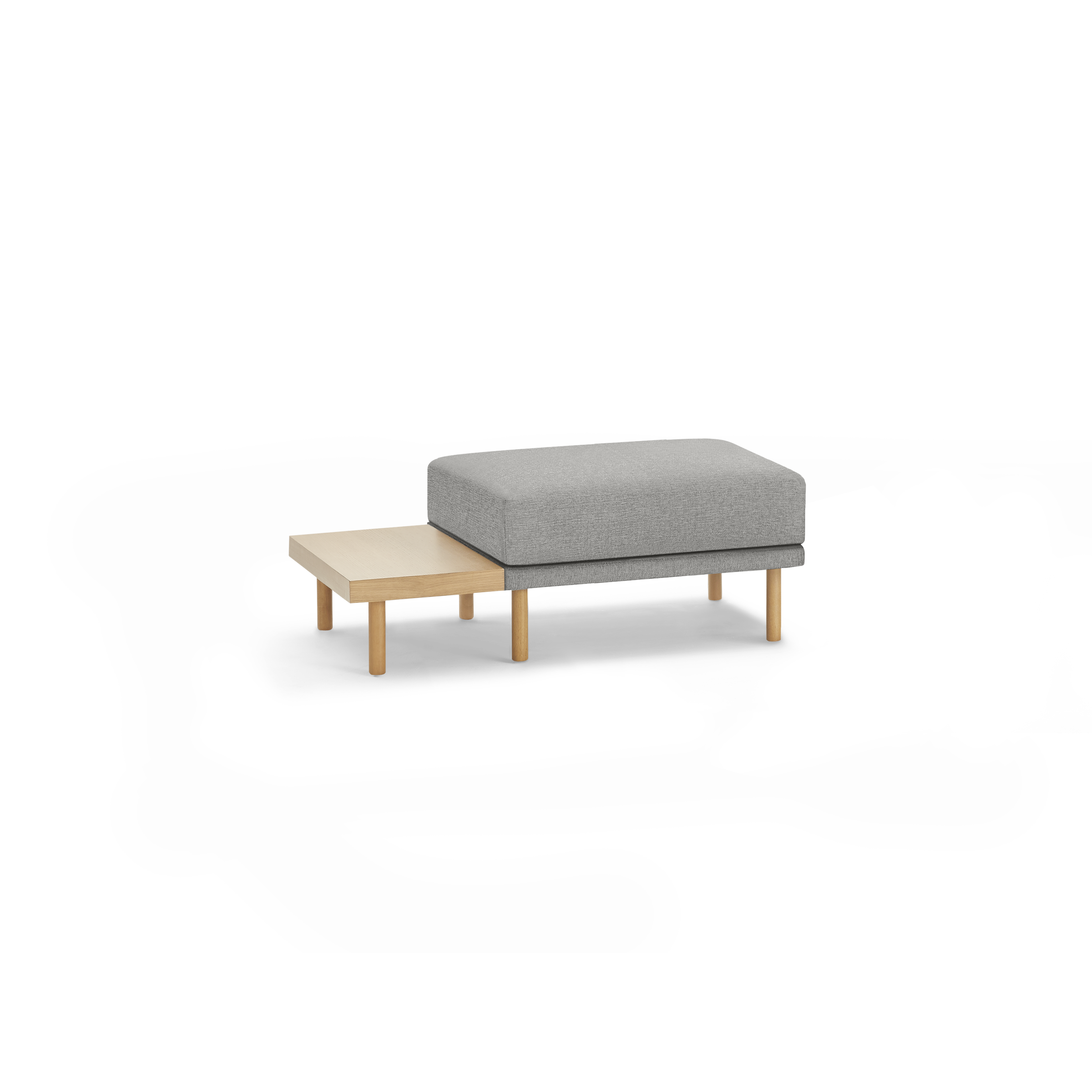 Range Ottoman with Table - Moss Green - Performance Basketweave / Oak Legs and Table