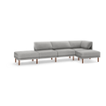 Range 4-Piece One Arm Sofa Lounger - Stone Gray - Performance Basketweave / Walnut - Wood