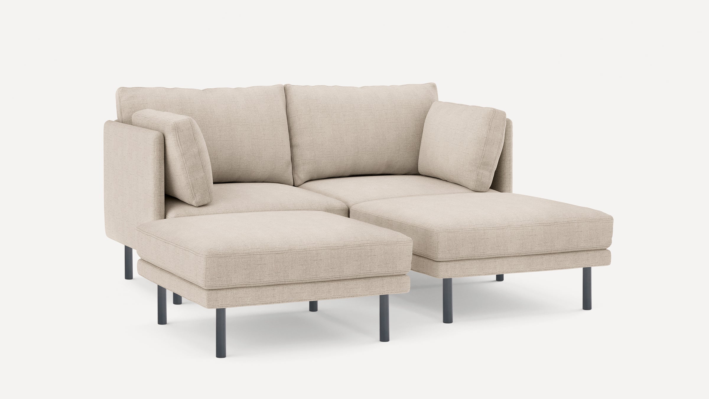 Beige modern sectional sofa with clean lines, metal legs, and plush cushions, shown on a white background.