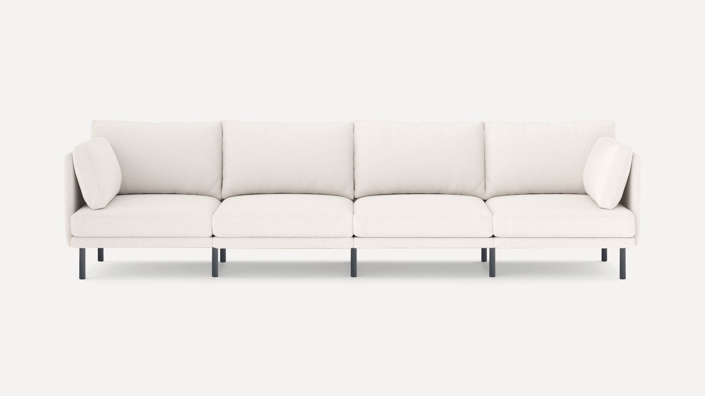 modern l - shaped sectional sofa with clean lines and black metal legs, featuring a clean, minimalist design