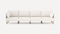 modern l - shaped sectional sofa with clean lines and wooden legs, designed for comfort and minimalism