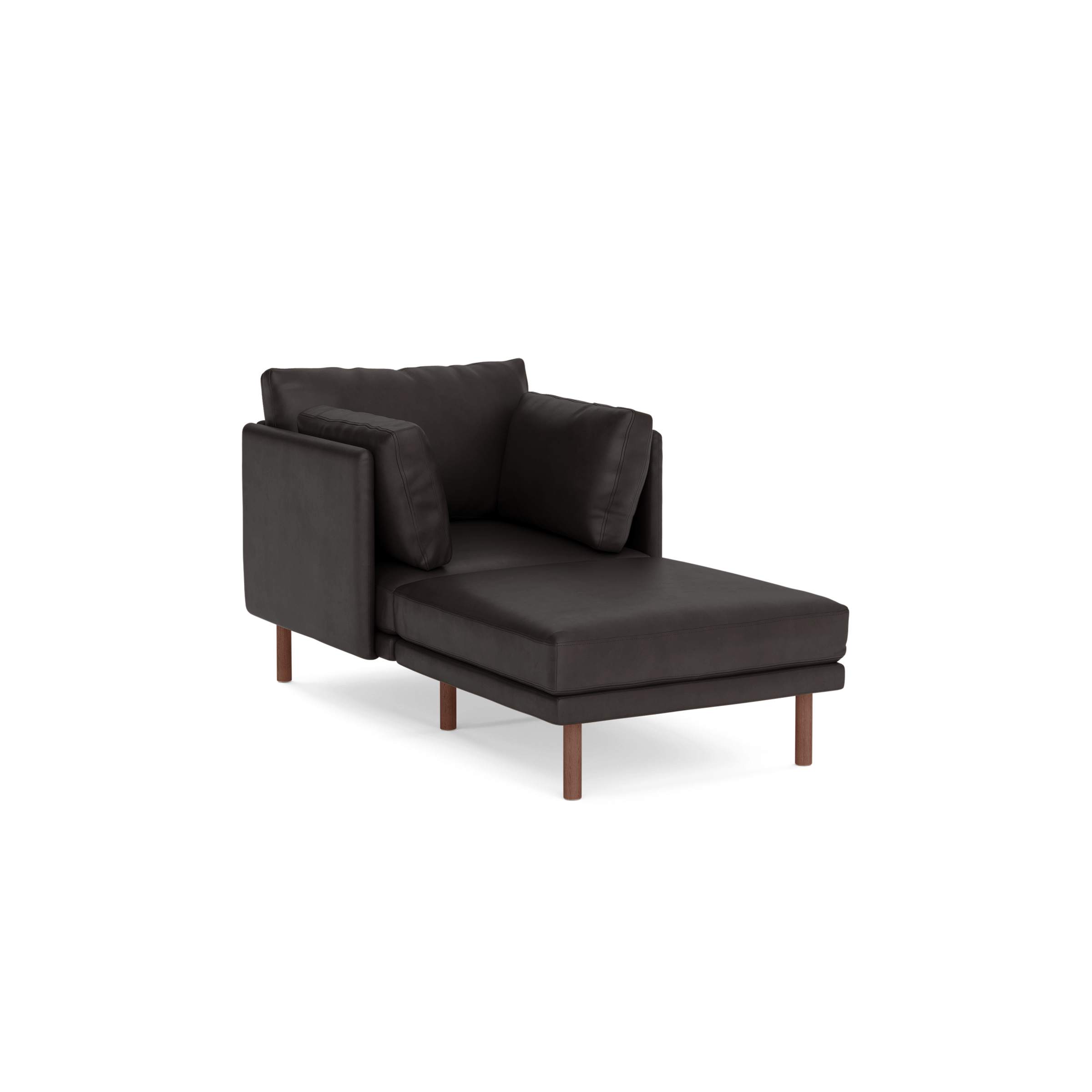 Field Leather 2-Piece Lounger - Slate - Top Grain Leather / Walnut - Wood