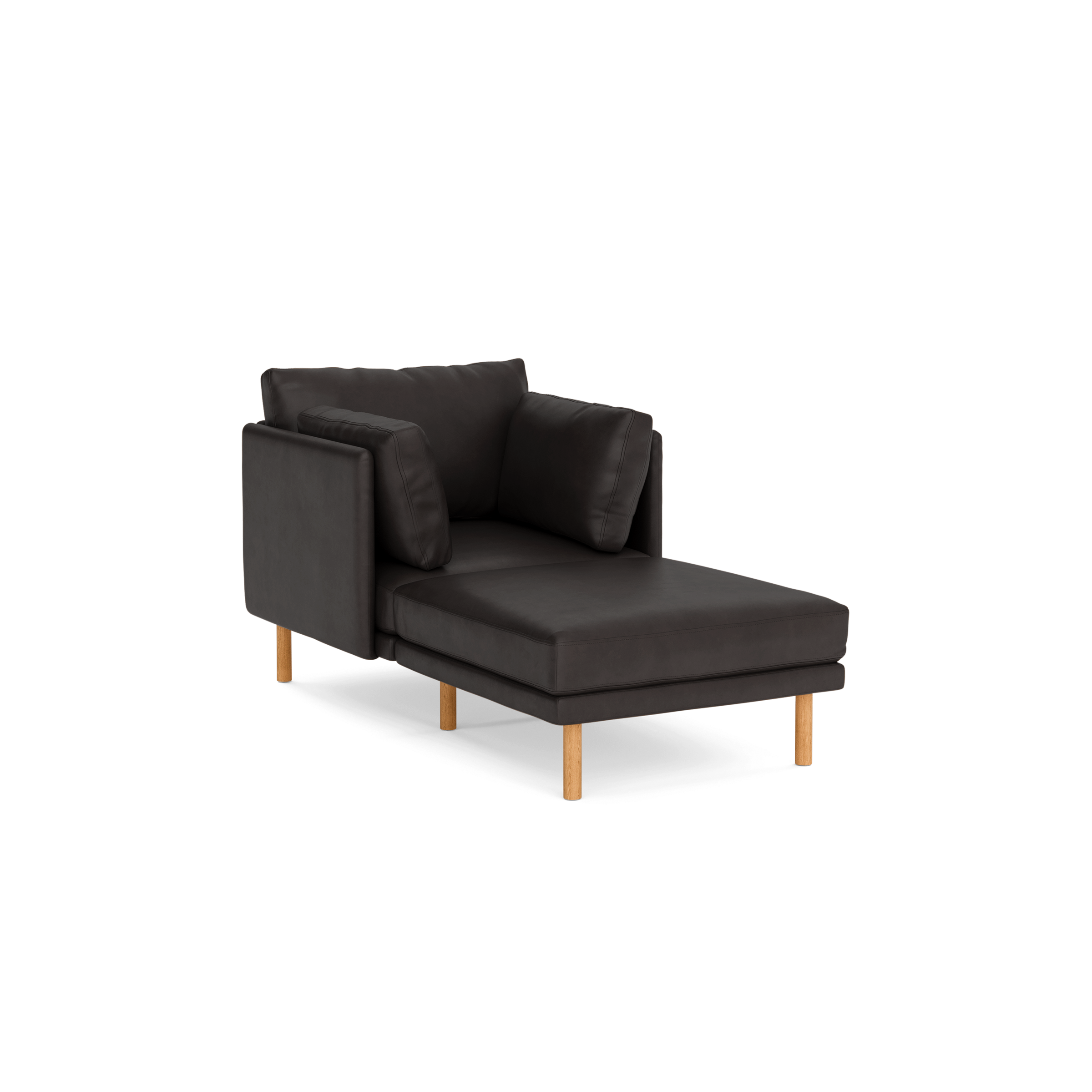 Field Leather 2-Piece Lounger - Slate - Top Grain Leather / Oak - Wood