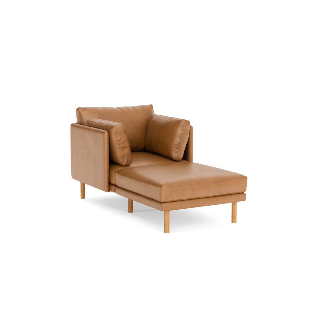 Field Leather 2-Piece Lounger - Camel - Top Grain Leather / Oak - Wood