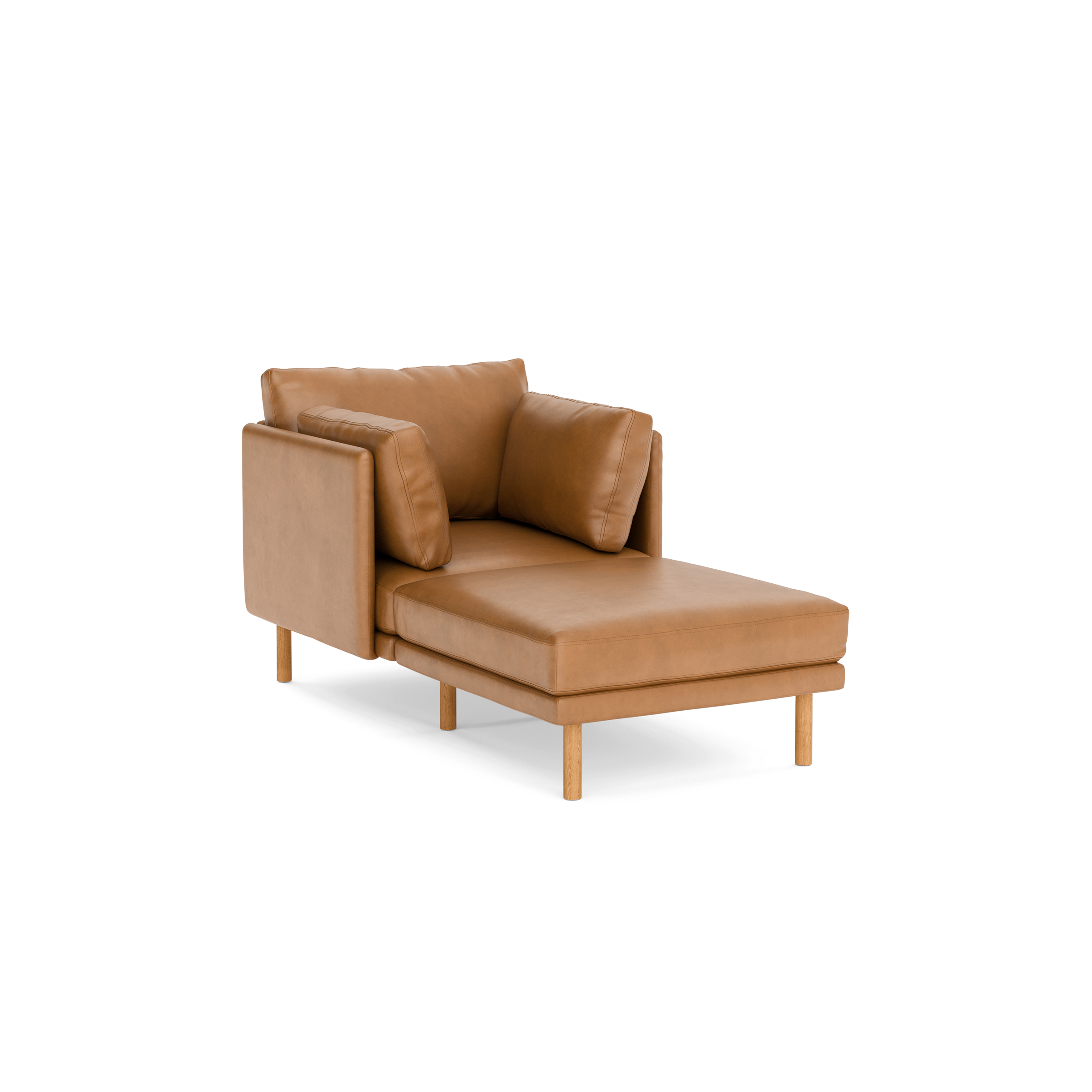 Field Leather 2-Piece Lounger - Camel - Top Grain Leather / Oak - Wood
