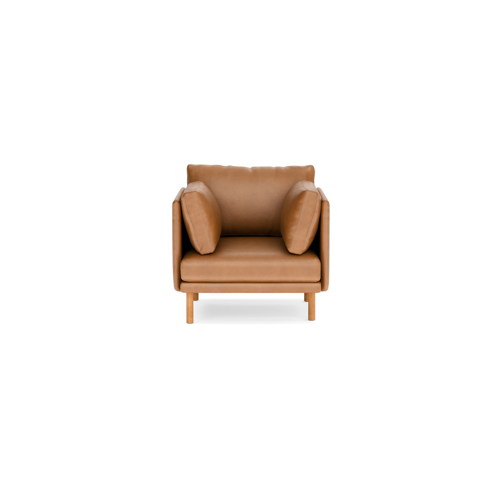 Field Leather Armchair - Camel - Top Grain Leather / Oak - Wood
