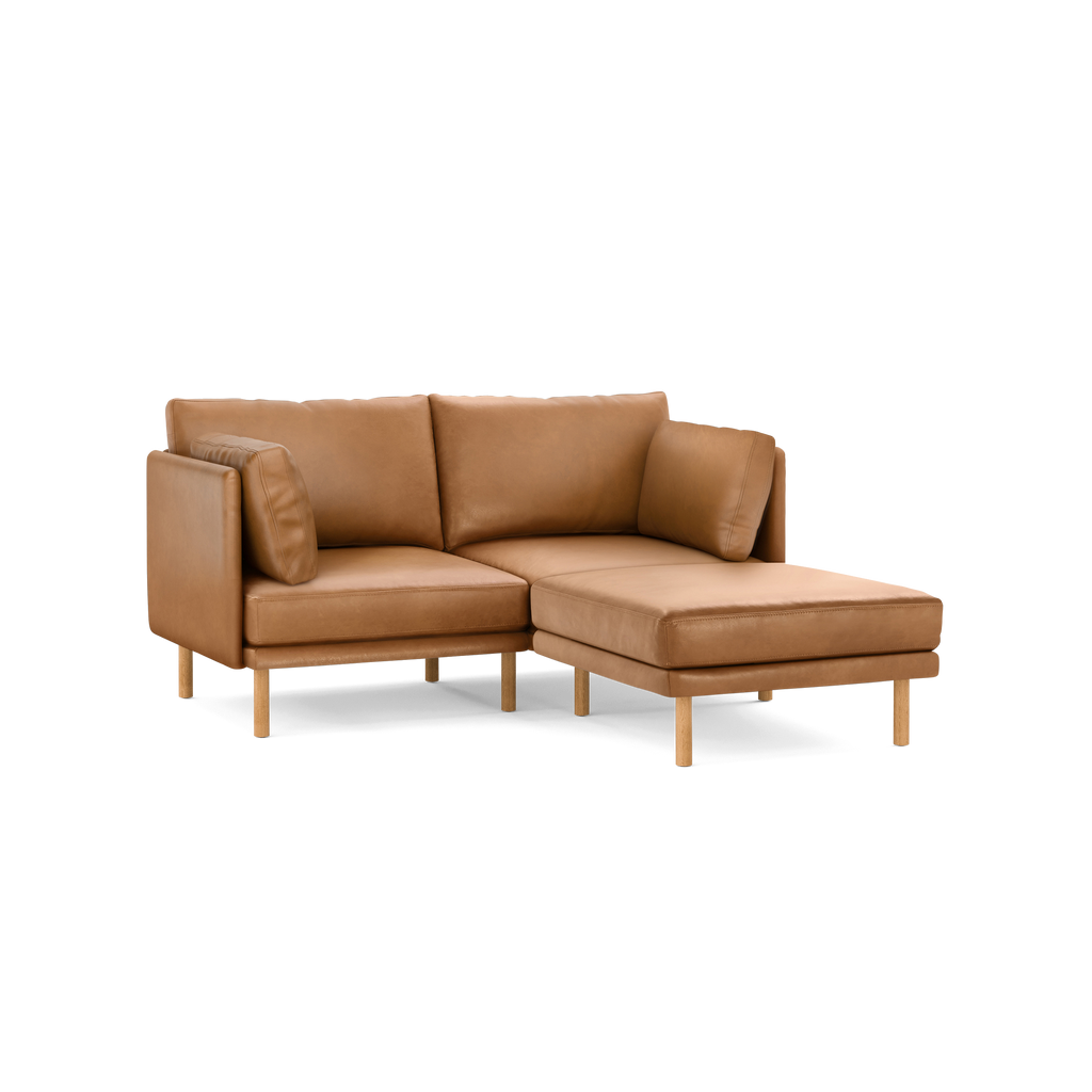 Field Leather 3-Piece Sectional Lounger - Camel - Top Grain Leather / Oak - Wood