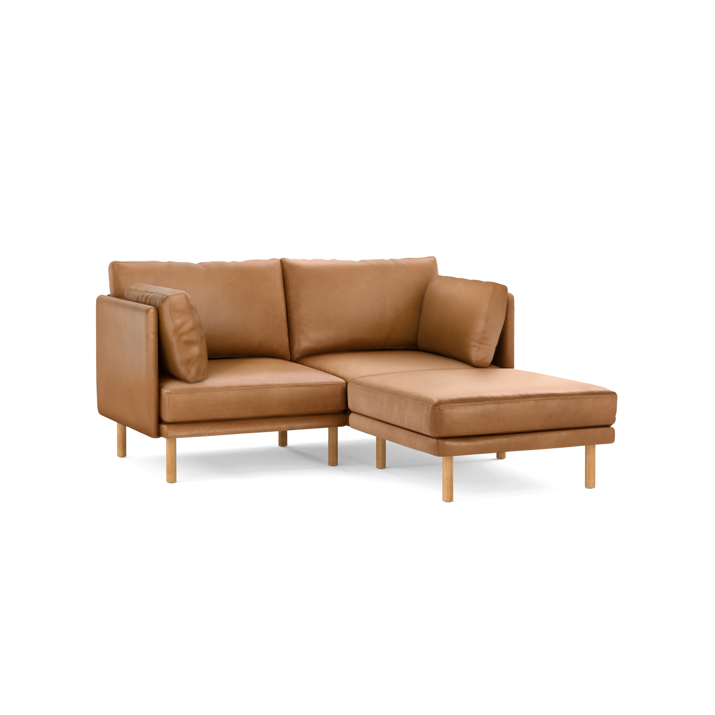 Field Leather 3-Piece Sectional Lounger - Camel - Top Grain Leather / Oak - Wood