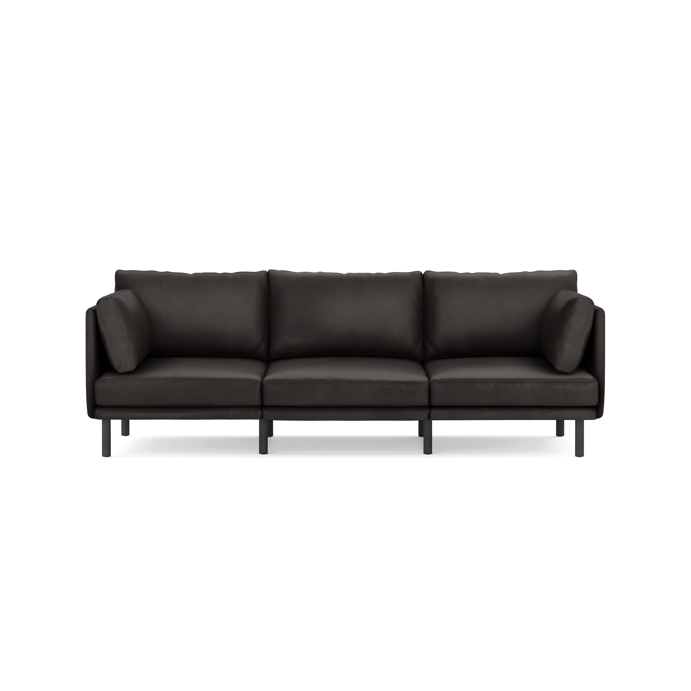Field Leather 3-Piece Sofa - Slate - Top Grain Leather / Black - Metal