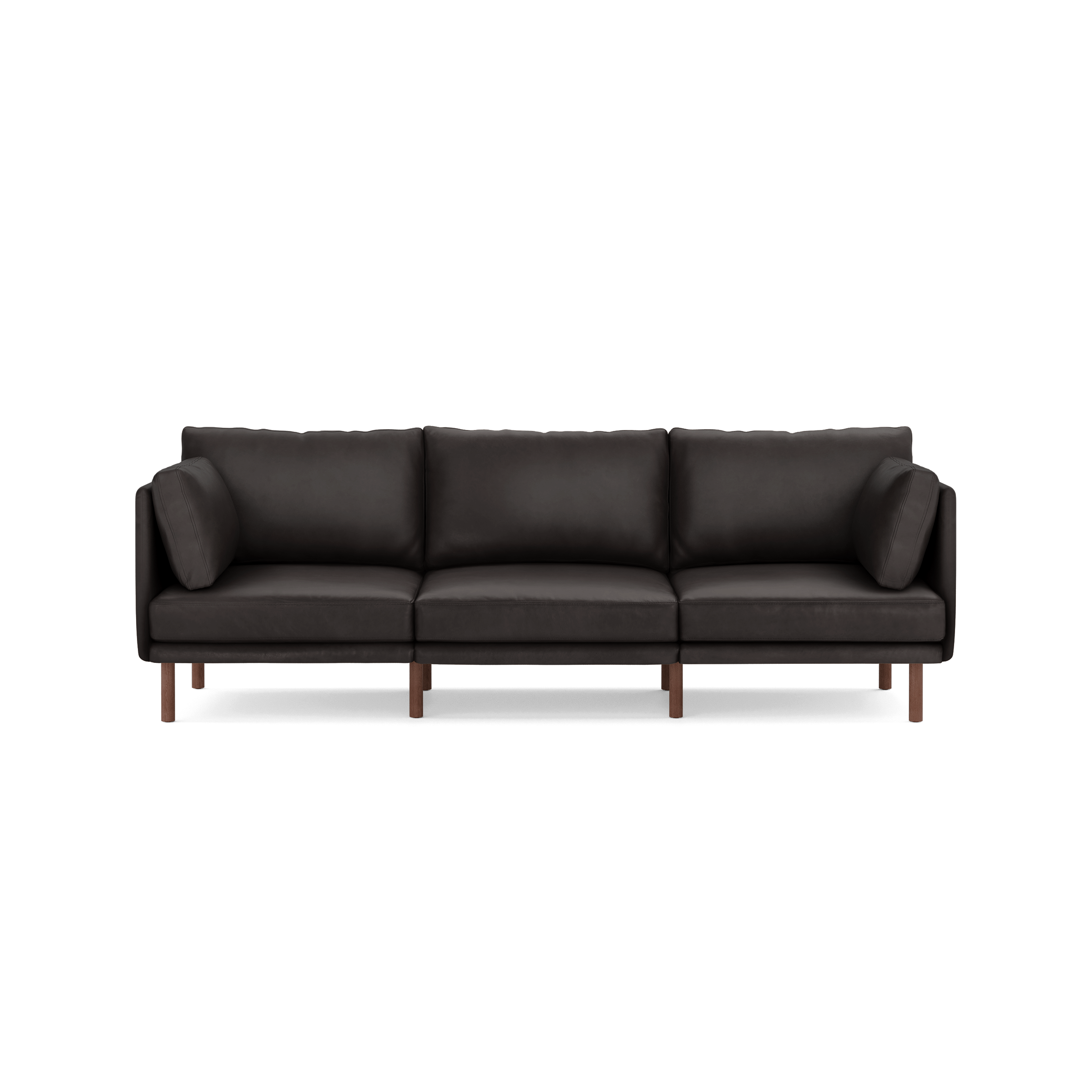 Field Leather 3-Piece Sofa - Slate - Top Grain Leather / Walnut - Wood