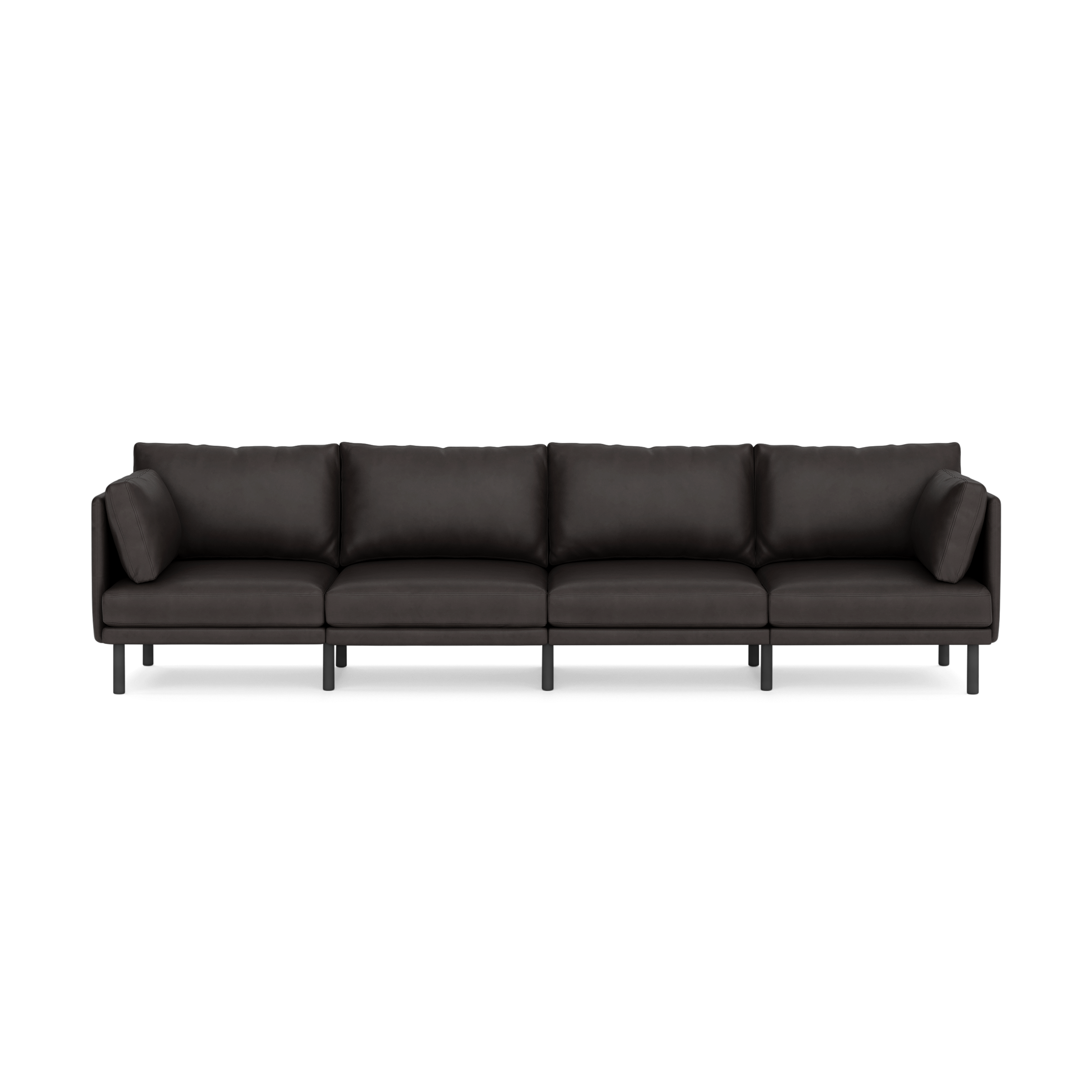 Field Leather 4-Piece Sofa - Slate - Top Grain Leather / Black - Metal