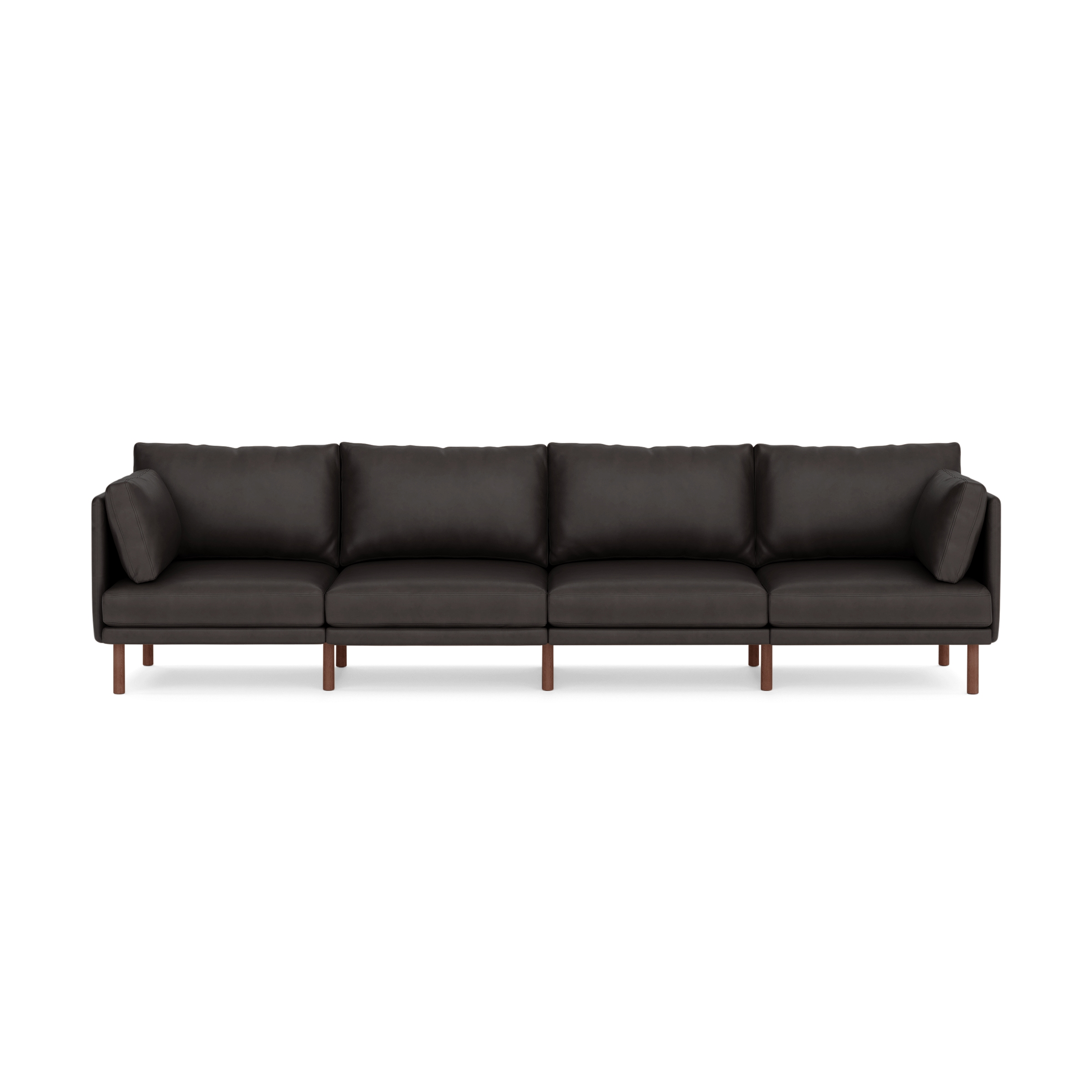 Field Leather 4-Piece Sofa - Slate - Top Grain Leather / Walnut - Wood