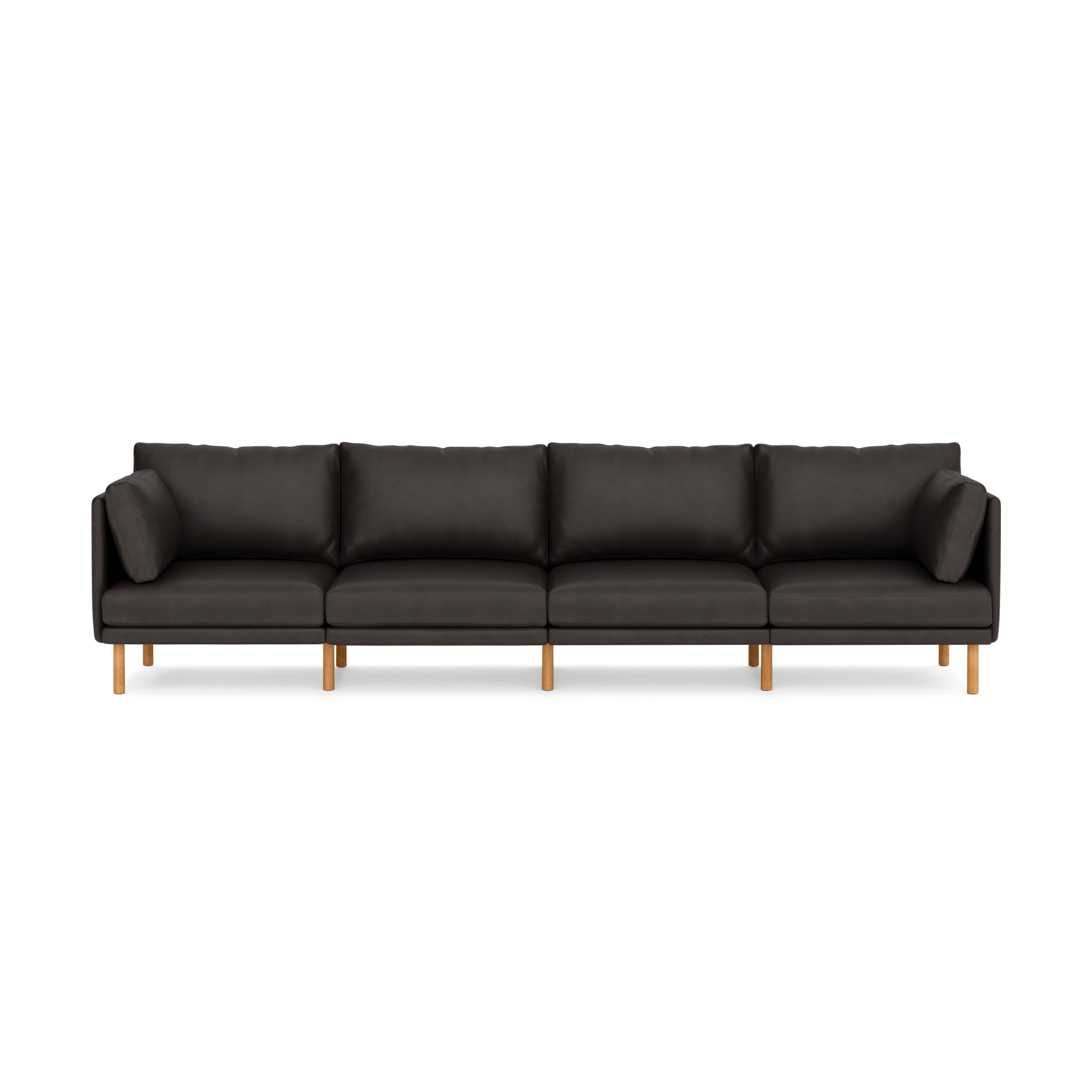 Field Leather 4-Piece Sofa - Slate - Top Grain Leather / Oak - Wood