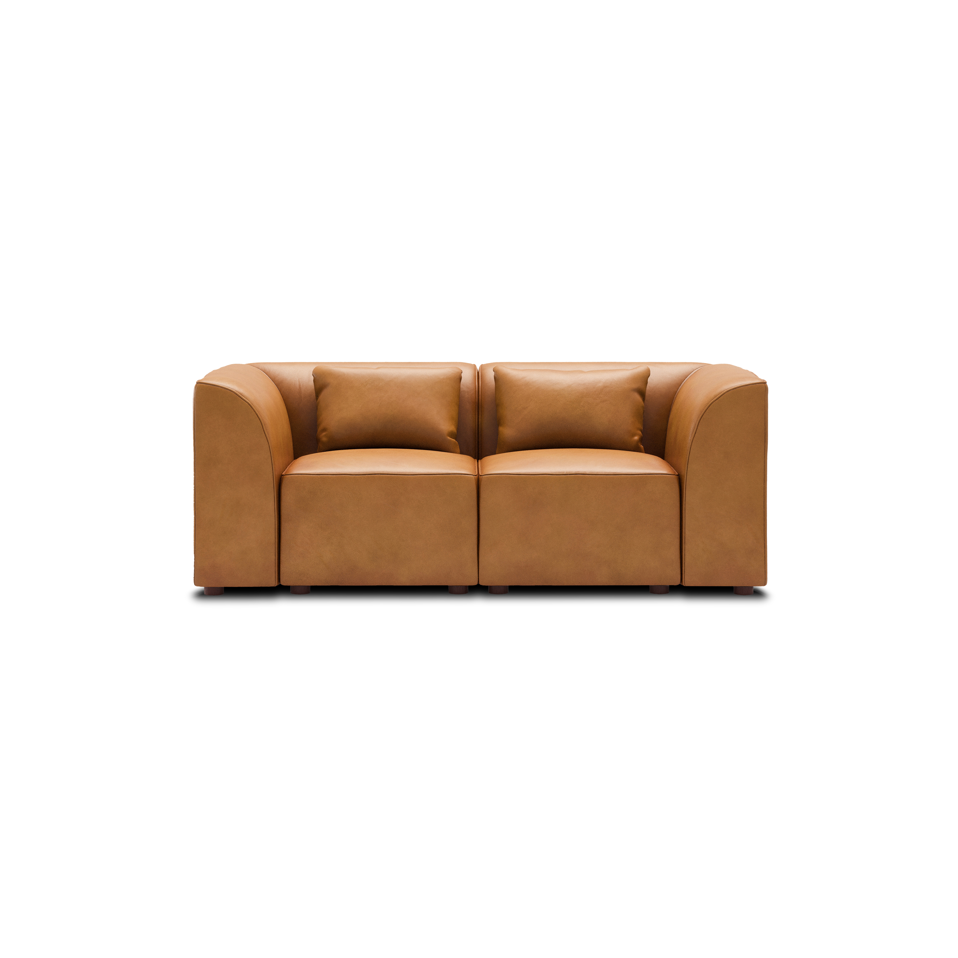 Mambo Loveseat - Camel - Top Grain Leather / High