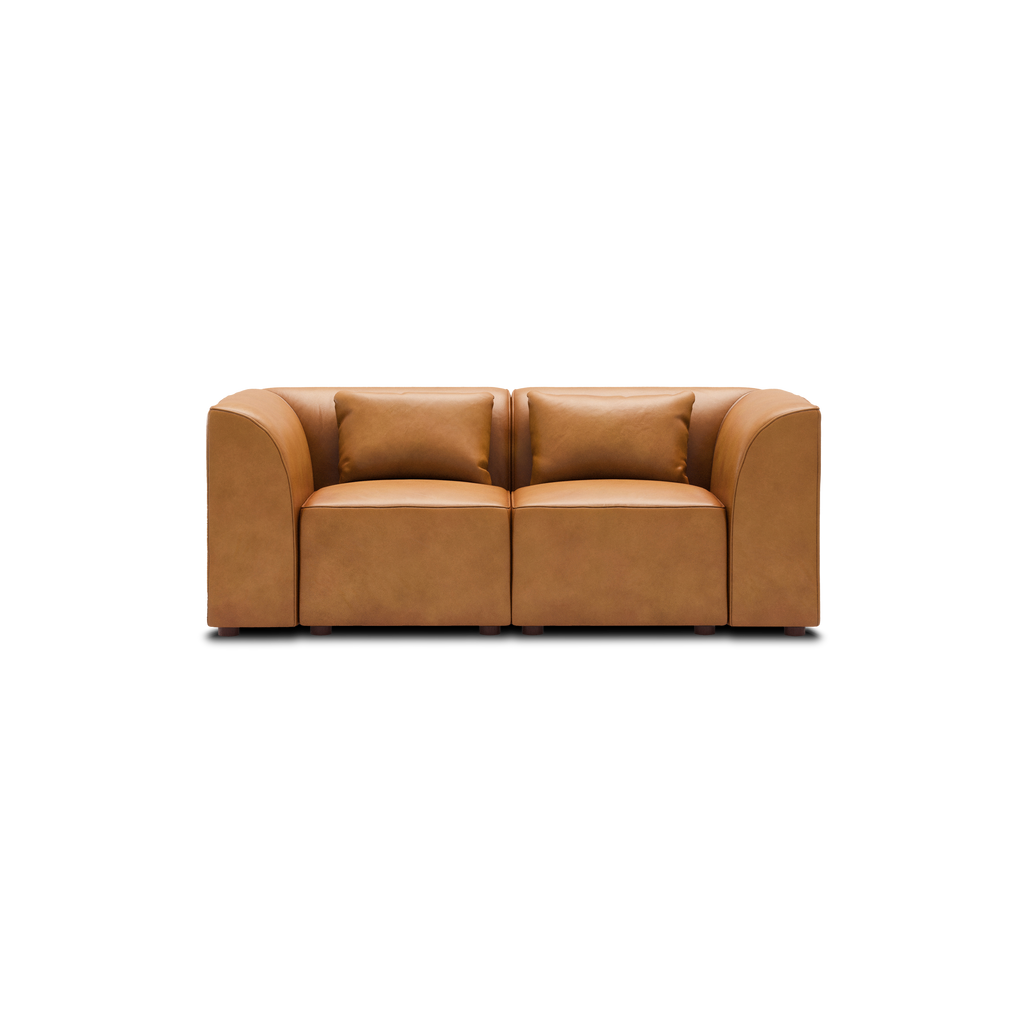 Mambo Loveseat - Camel - Top Grain Leather / High