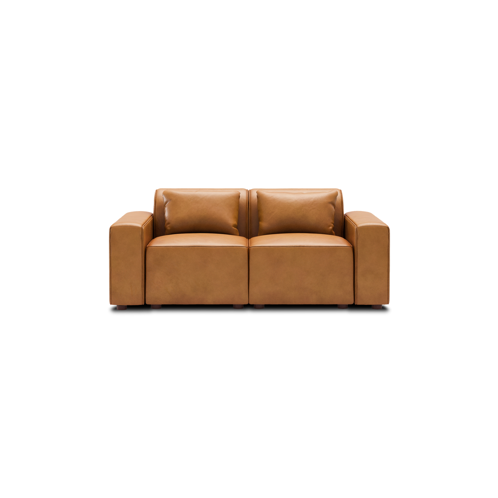 Mambo Loveseat - Camel - Top Grain Leather / Low