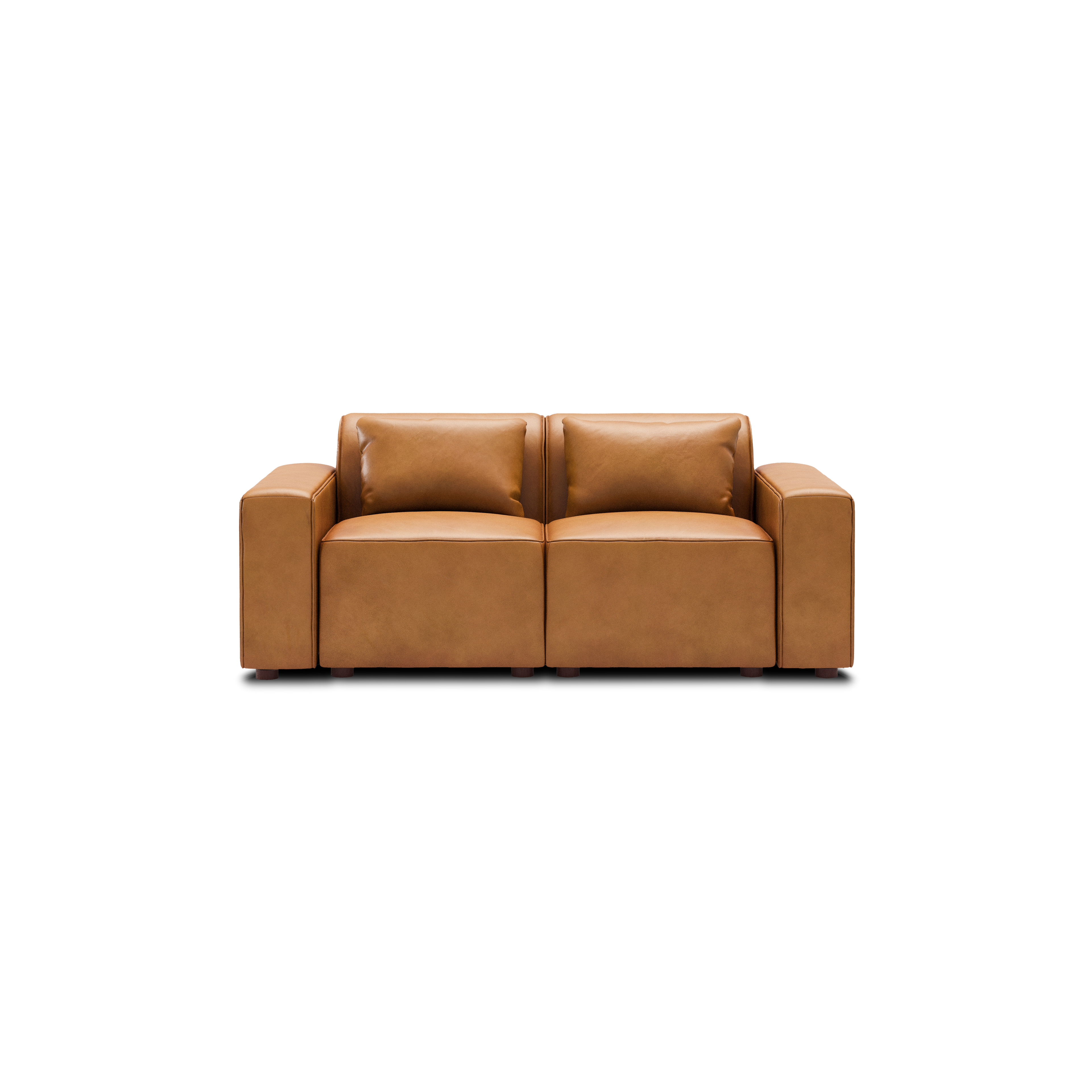 Mambo Loveseat - Camel - Top Grain Leather / Low