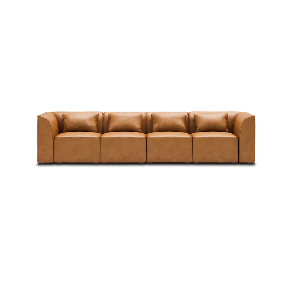Mambo 4-Piece Sofa - Camel - Top Grain Leather / High