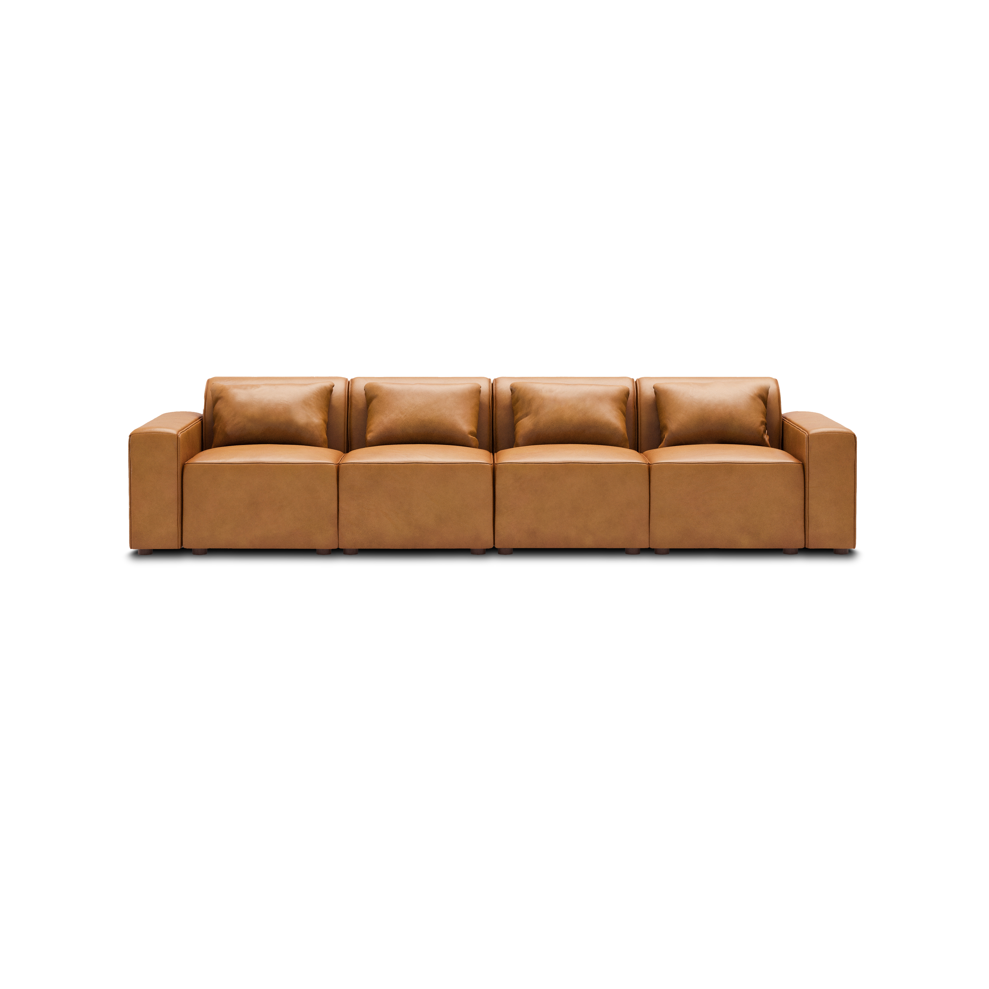 Mambo 4-Piece Sofa - Camel - Top Grain Leather / Low