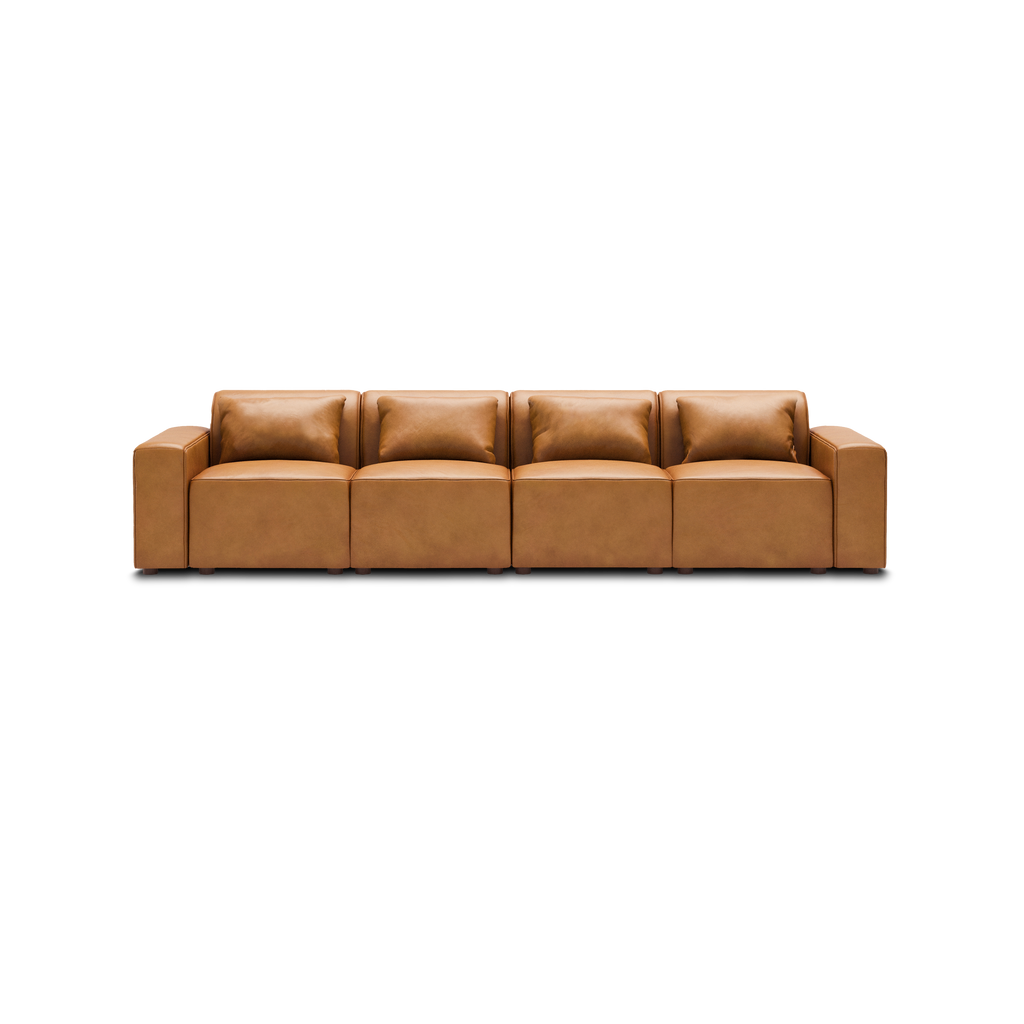 Mambo 4-Piece Sofa - Camel - Top Grain Leather / Low