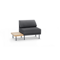 Range Seat with Table - Heather Charcoal - Performance Basketweave / Black - Metal / Oak - Wood