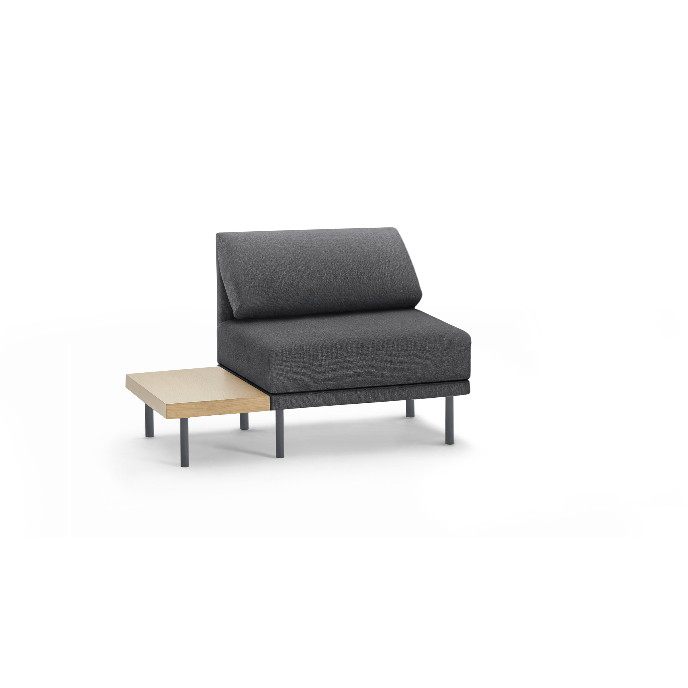 Range Seat with Table - Heather Charcoal - Performance Basketweave / Black - Metal / Oak - Wood