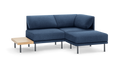 modern blue sectional sofa with matching ottoman and matching side table